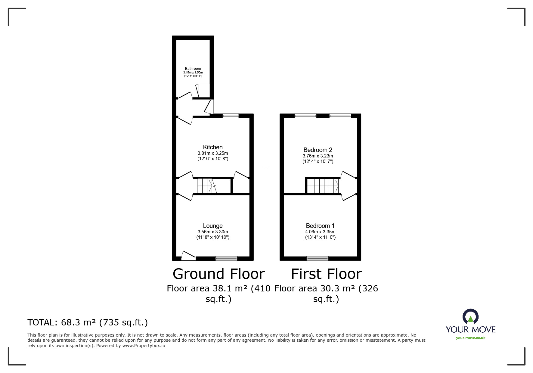 Floorplan of 2 bedroom Mid Terrace House for sale, East Terrace, Fegg Hayes, Stoke-on-Trent, Staffordshire, ST6