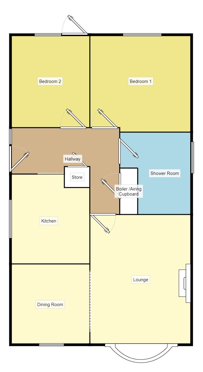 Floorplan of 2 bedroom Detached Bungalow for sale, Hambleton Close, Elsecar, South Yorkshire, S74