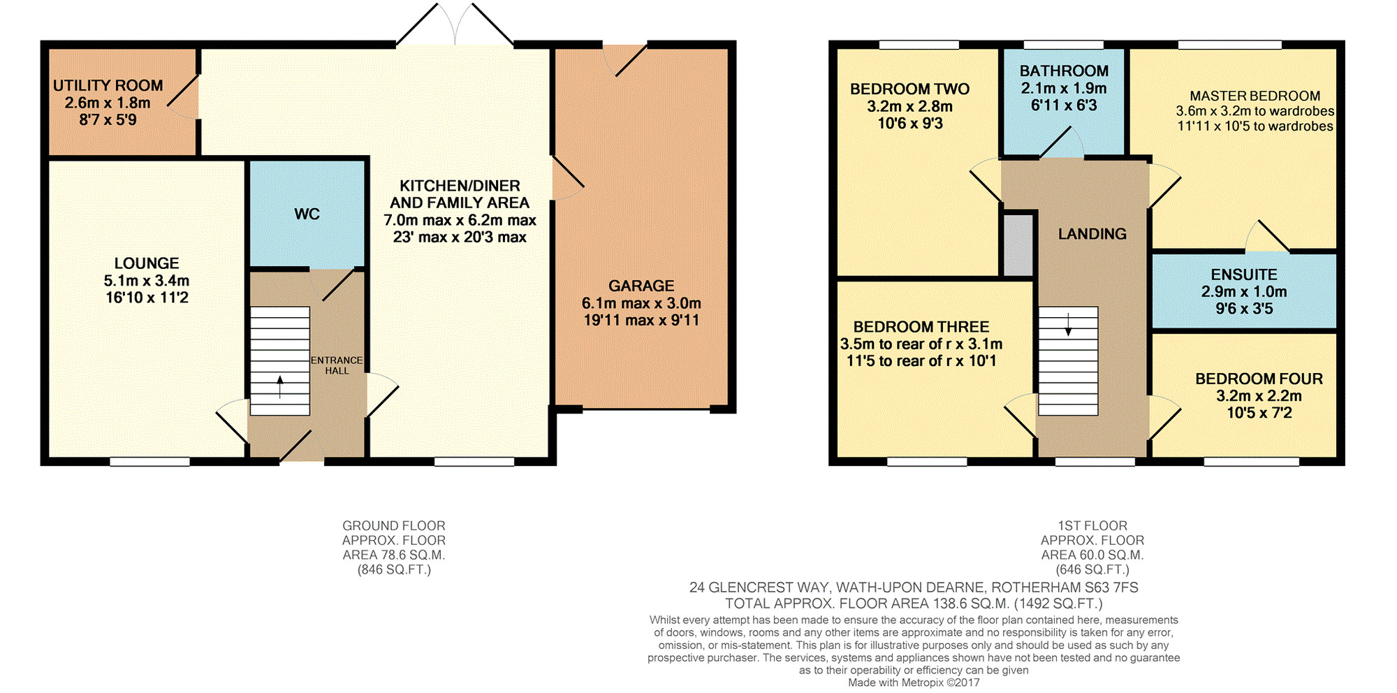 Floorplan of 4 bedroom Link Detached House for sale, Glencrest Way, Wath-upon-Dearne, South Yorkshire, S63