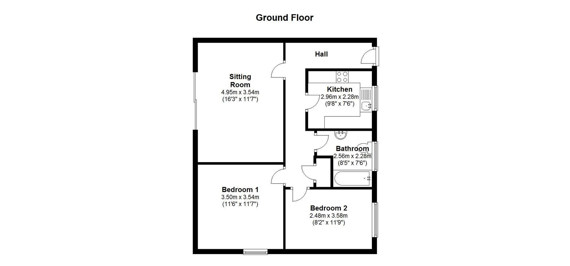 Floorplan of 2 bedroom  Flat to rent, Ambergate Close, Newcastle Upon Tyne, NE5