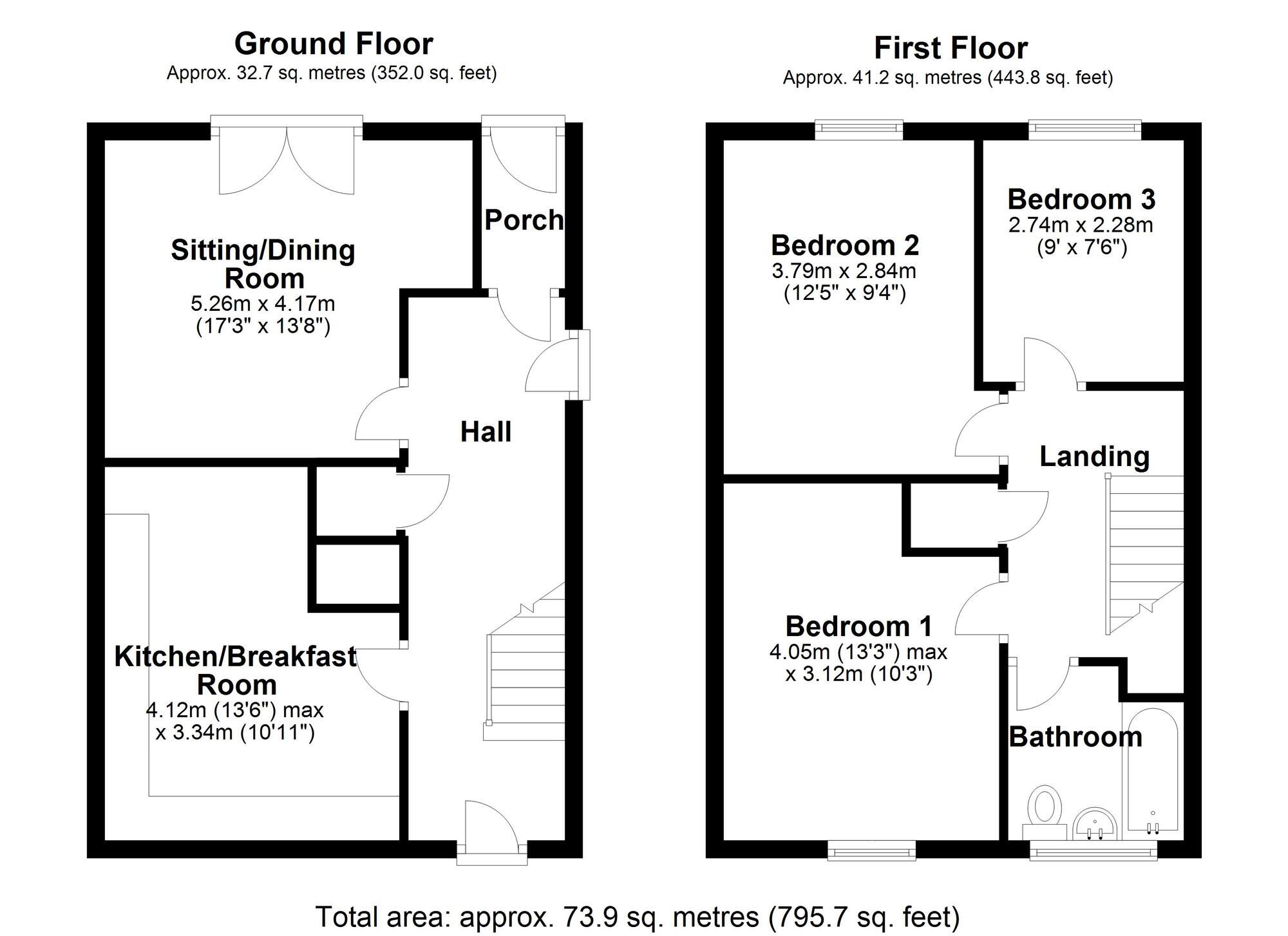 Floorplan of 3 bedroom Mid Terrace House for sale, Valley View, Lemington, Tyne and Wear, NE15