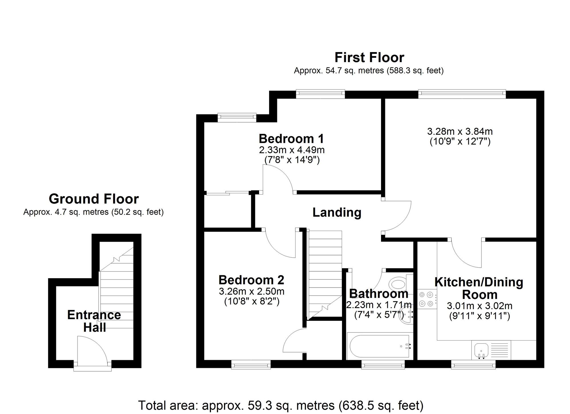 Floorplan of 2 bedroom  Flat for sale, Trevelyan Drive, Newcastle upon Tyne, Tyne and Wear, NE5