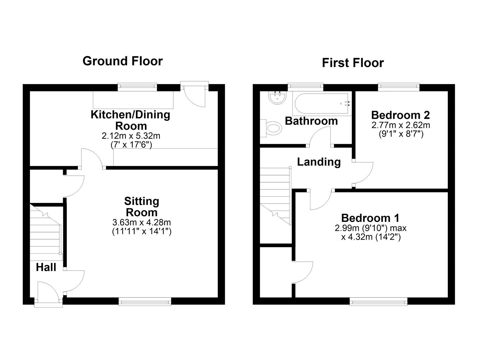 Floorplan of 2 bedroom Mid Terrace House for sale, West Avenue, Westerhope, Tyne and Wear, NE5