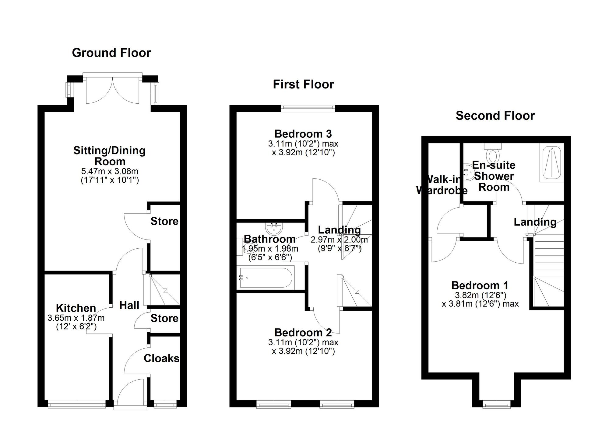 Floorplan of 3 bedroom Mid Terrace House for sale, St. Marks Court, Newcastle upon Tyne, Tyne and Wear, NE5