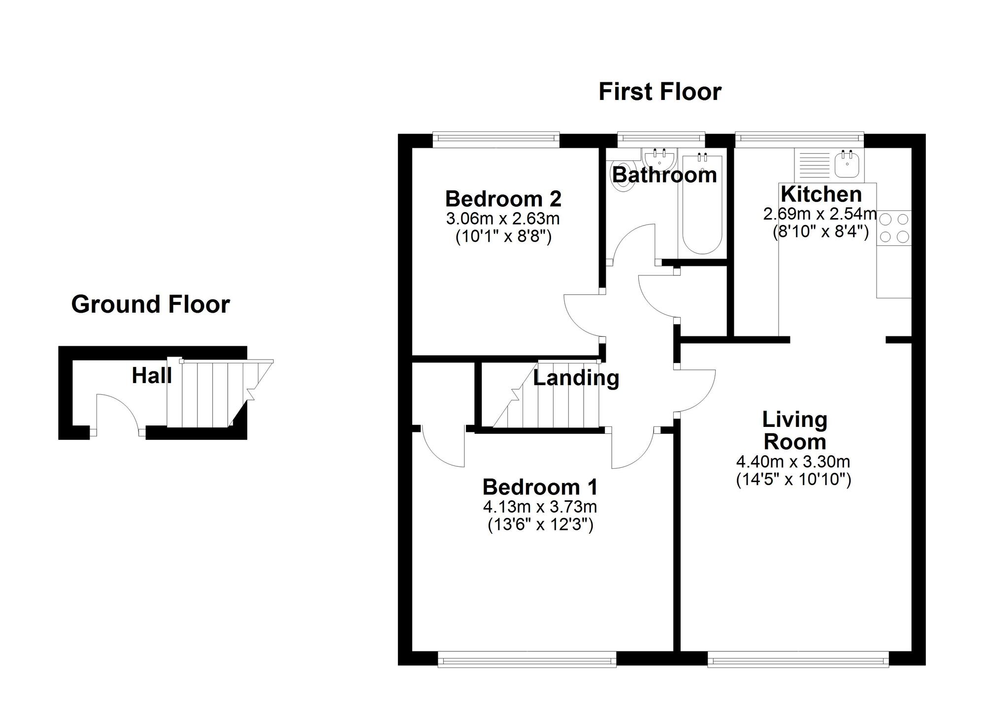 Floorplan of 2 bedroom  Flat to rent, Helston Court, Newcastle upon Tyne, Tyne and Wear, NE15