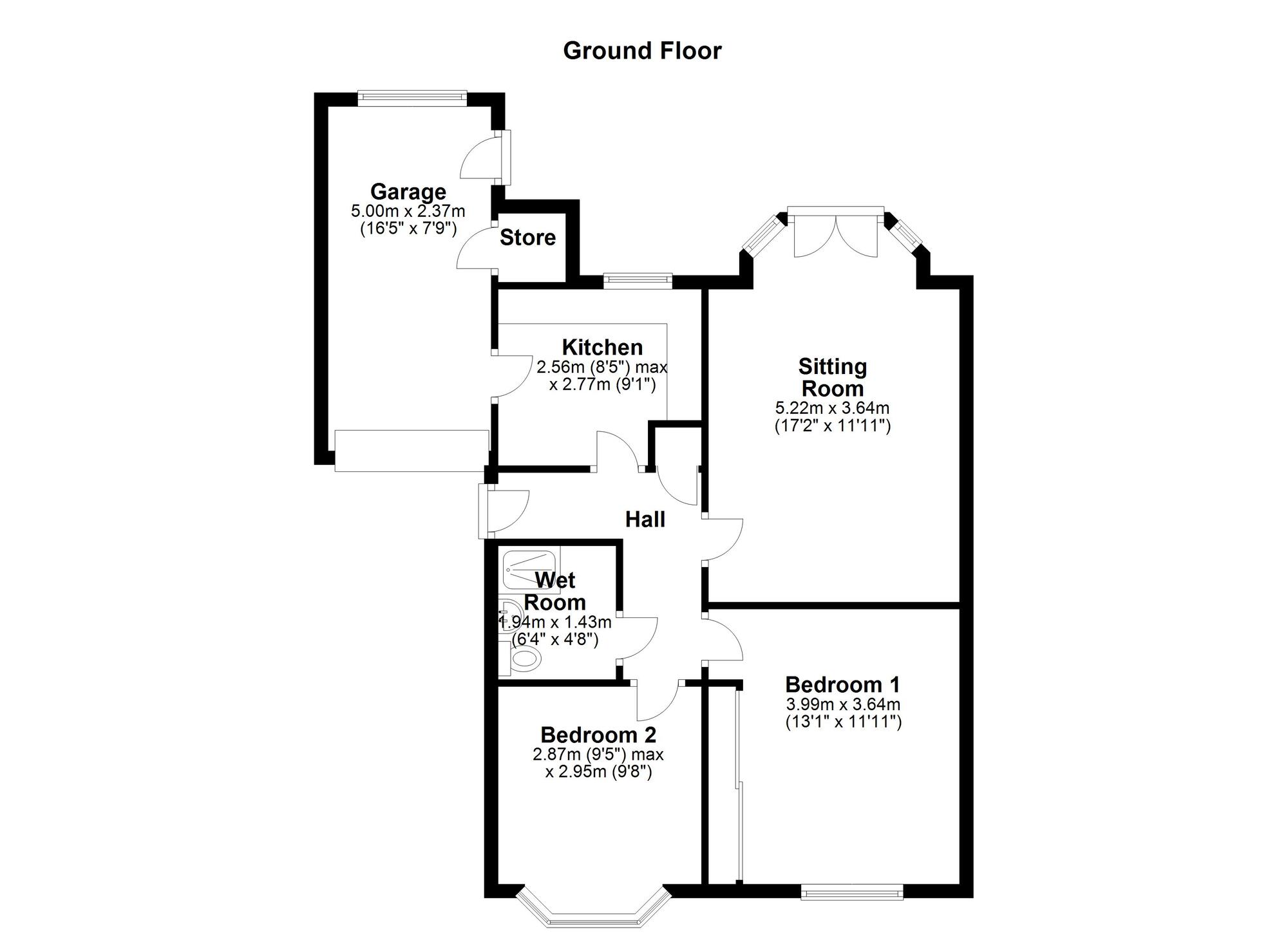 Floorplan of 2 bedroom Semi Detached Bungalow for sale, Downend Road, Newcastle upon Tyne, Tyne and Wear, NE5