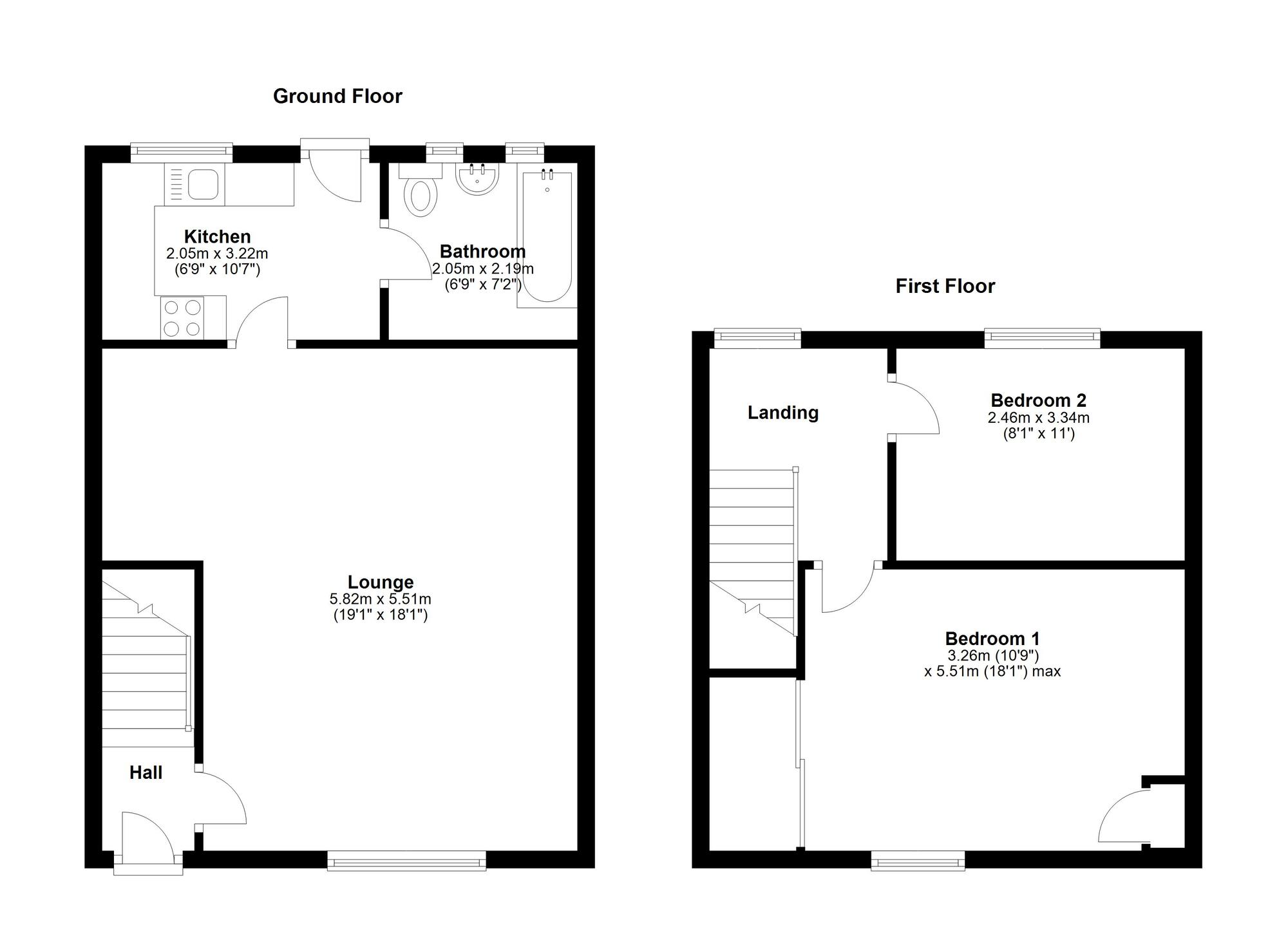 Floorplan of 2 bedroom Mid Terrace House for sale, Davison Street, Newcastle upon Tyne, Tyne and Wear, NE15