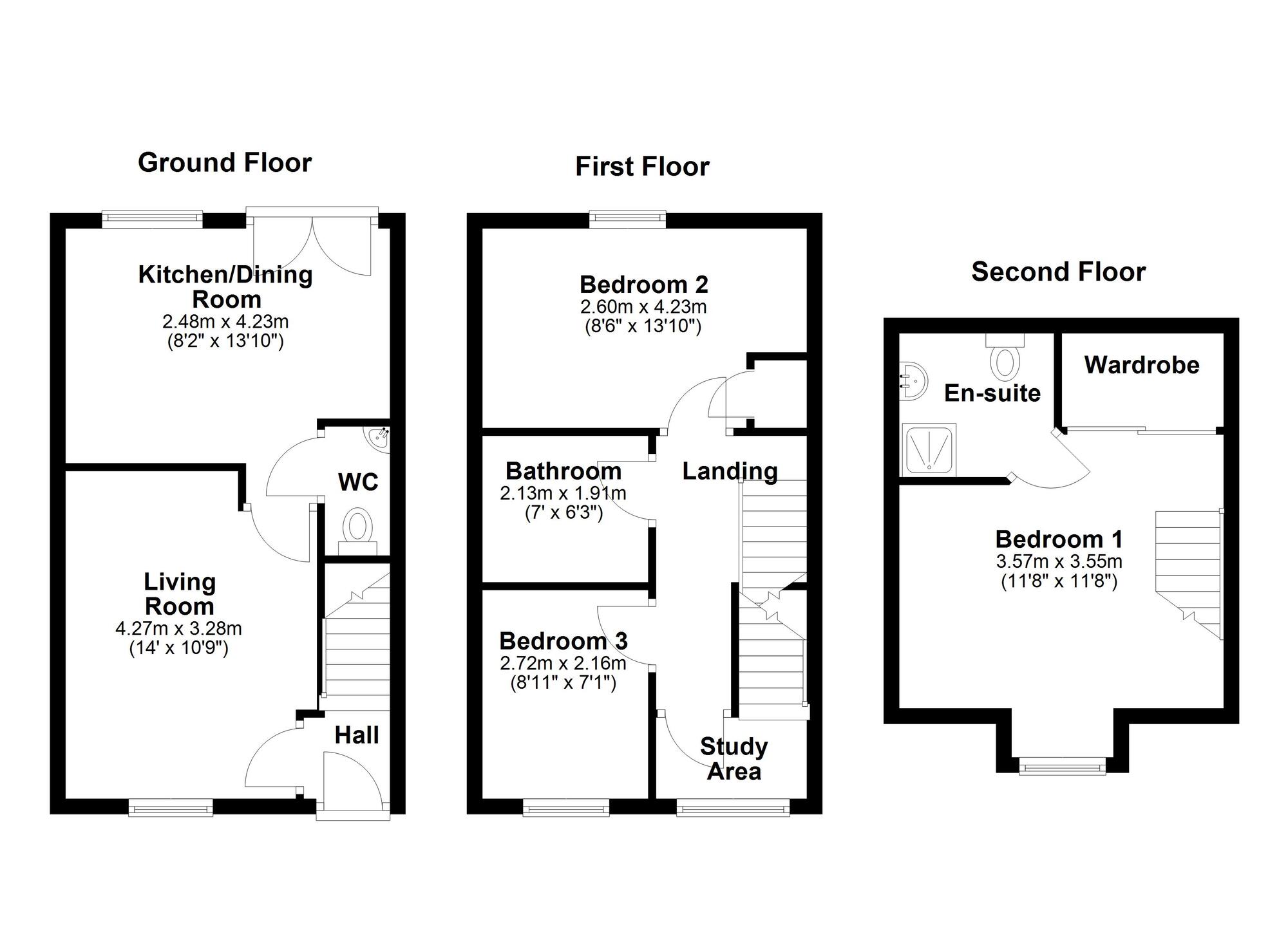 Floorplan of 3 bedroom Semi Detached House for sale, Watson Road, Callerton, Tyne and Wear, NE5