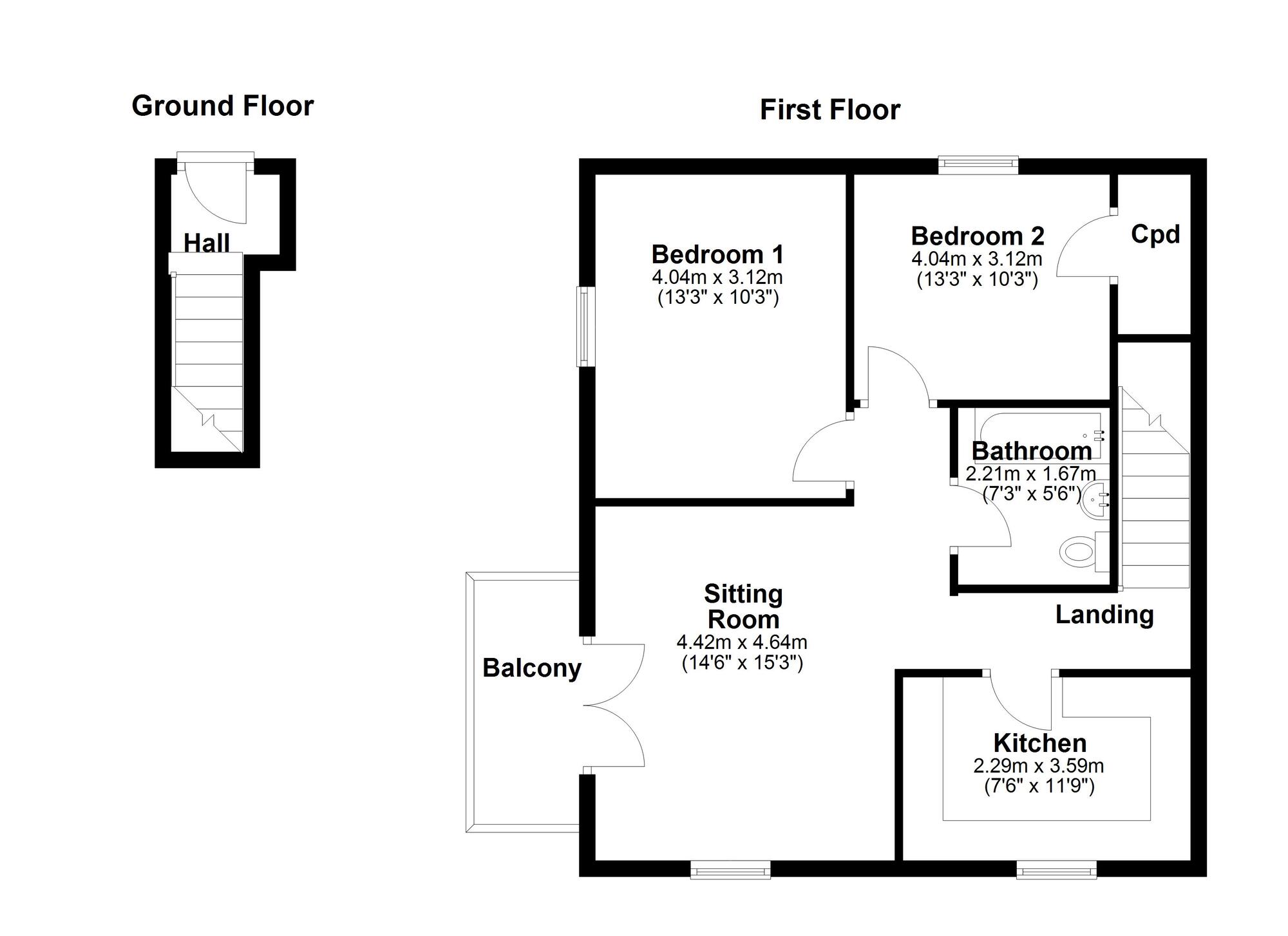 Floorplan of 2 bedroom  Flat for sale, Chapel Rigg Drive, Newcastle upon Tyne, Tyne and Wear, NE15