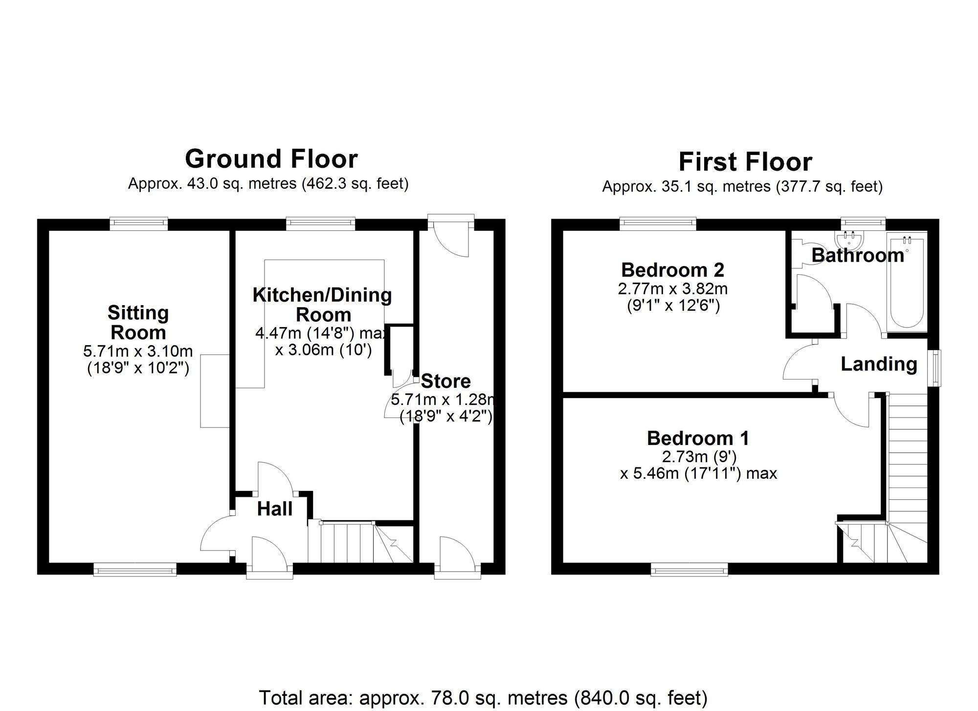 Floorplan of 2 bedroom End Terrace House for sale, Tirril Place, Newcastle upon Tyne, Tyne and Wear, NE5