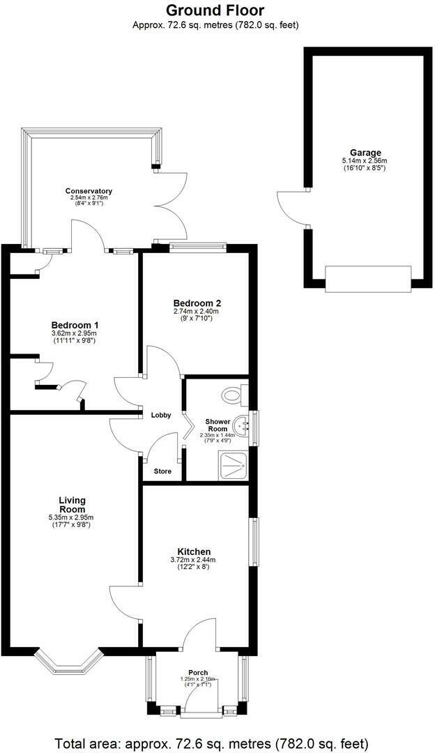 Floorplan of 2 bedroom Semi Detached Bungalow for sale, Jade Close, Newcastle upon Tyne, Tyne and Wear, NE15