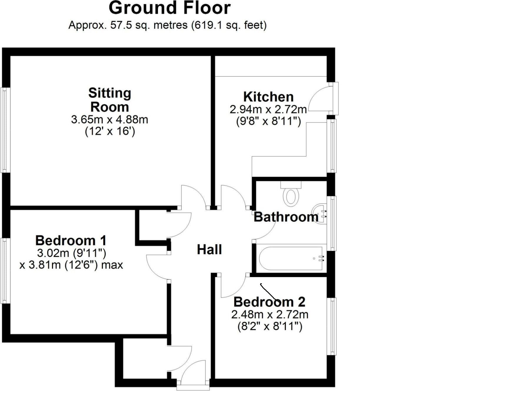 Floorplan of 2 bedroom  Flat to rent, Knightside Walk, Newcastle upon Tyne, Tyne and Wear, NE5