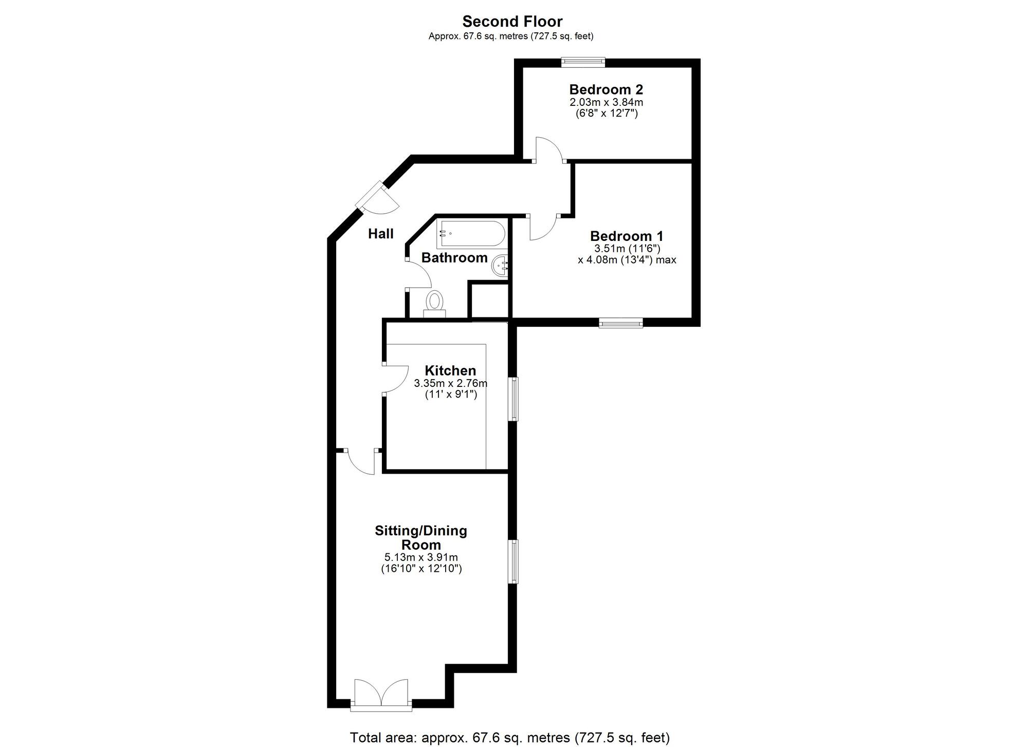 Floorplan of 2 bedroom  Flat for sale, Benwell Village, Newcastle upon Tyne, Tyne and Wear, NE15