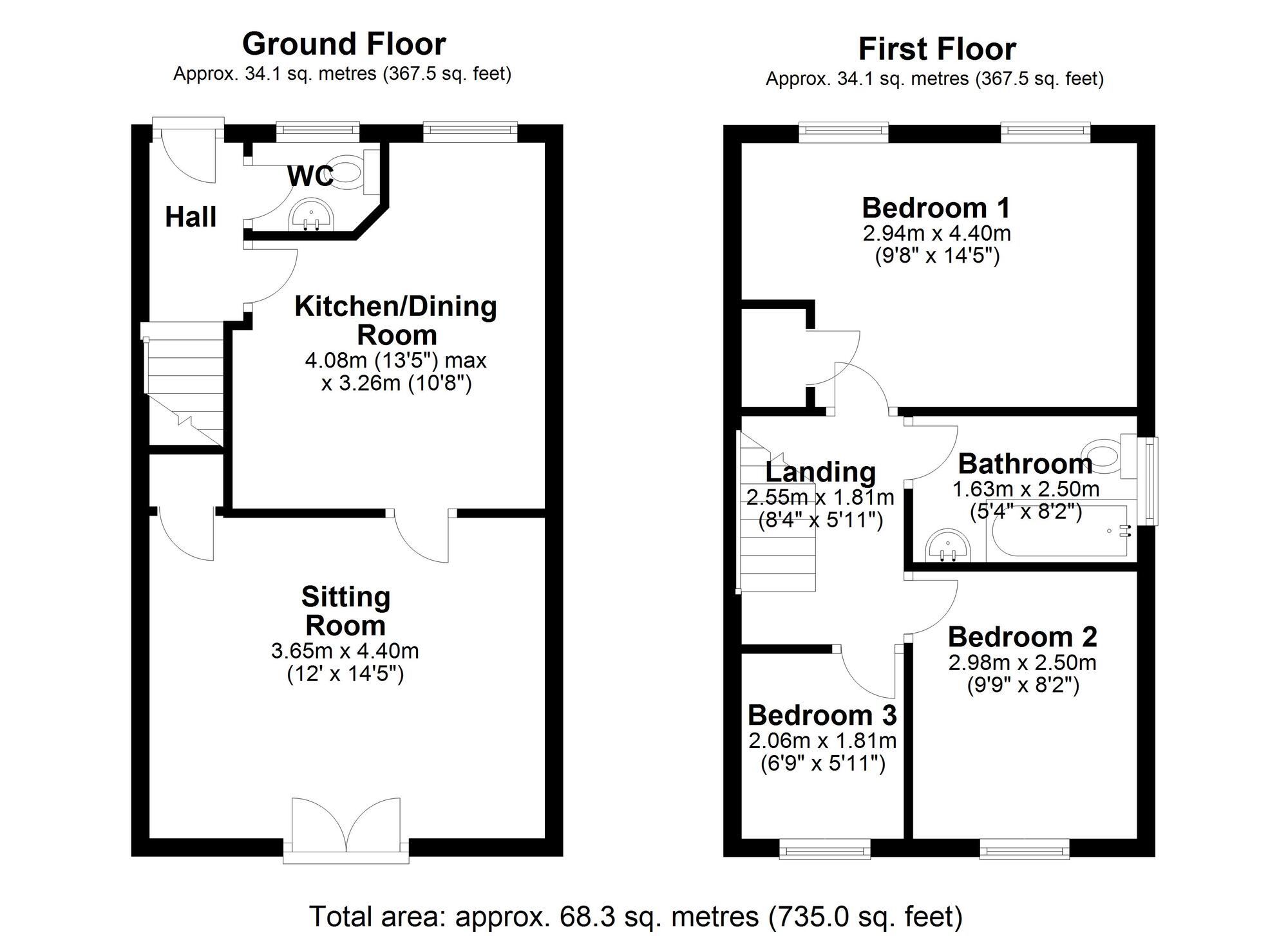 Floorplan of 3 bedroom End Terrace House for sale, Allendale Court, Newcastle upon Tyne, Tyne and Wear, NE5