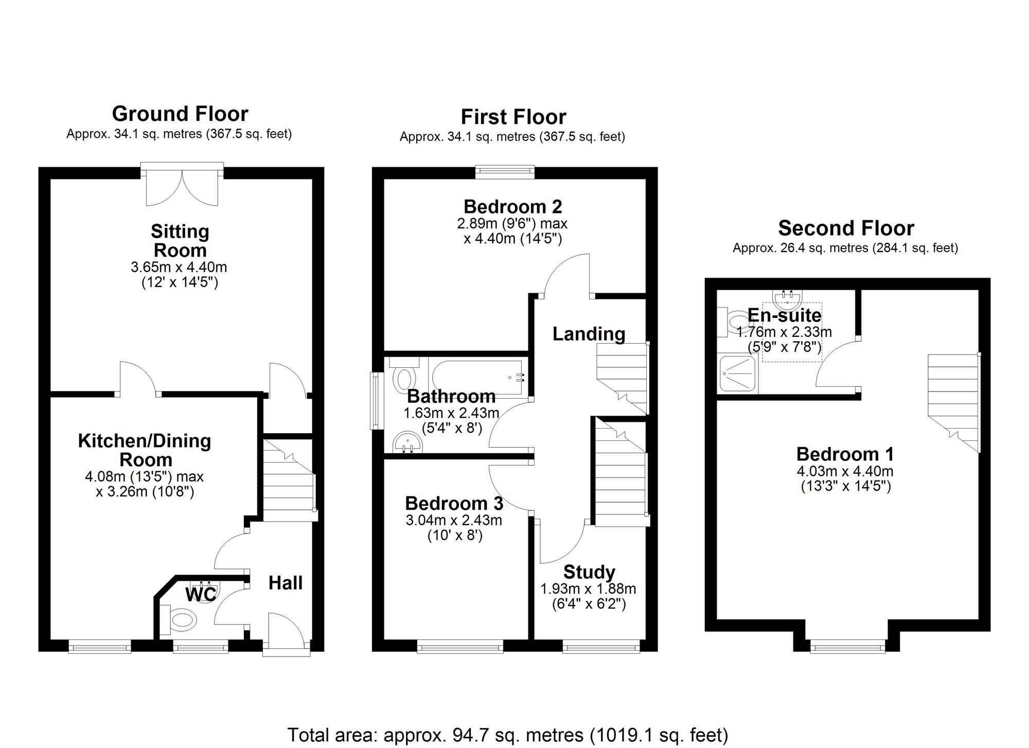 Floorplan of 3 bedroom Semi Detached House for sale, Moulton Place, Newcastle upon Tyne, Tyne and Wear, NE5