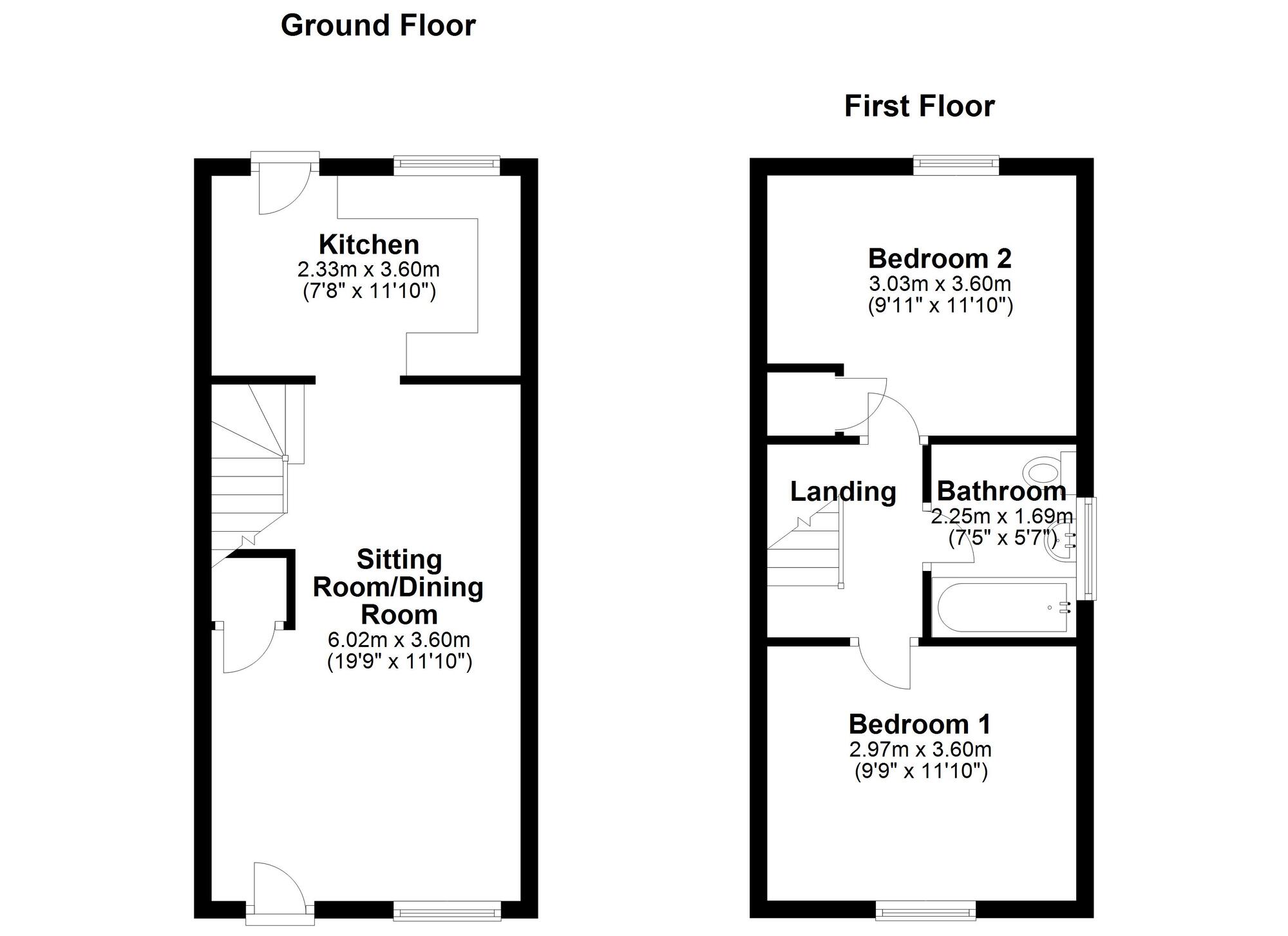 Floorplan of 2 bedroom Mid Terrace House for sale, Wooler Green, Newcastle upon Tyne, Tyne and Wear, NE15