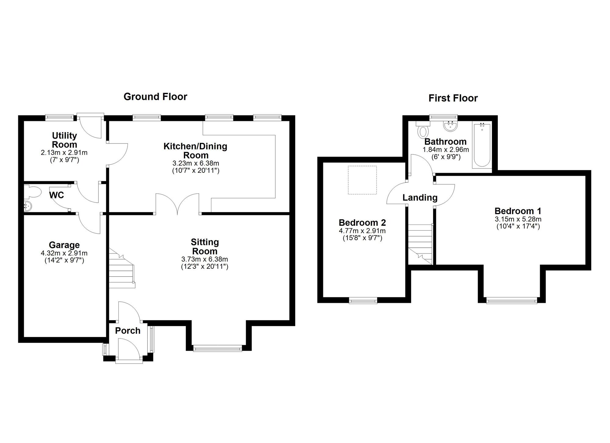 Floorplan of 2 bedroom Semi Detached House for sale, Stamfordham Road, Newcastle upon Tyne, Tyne and Wear, NE5