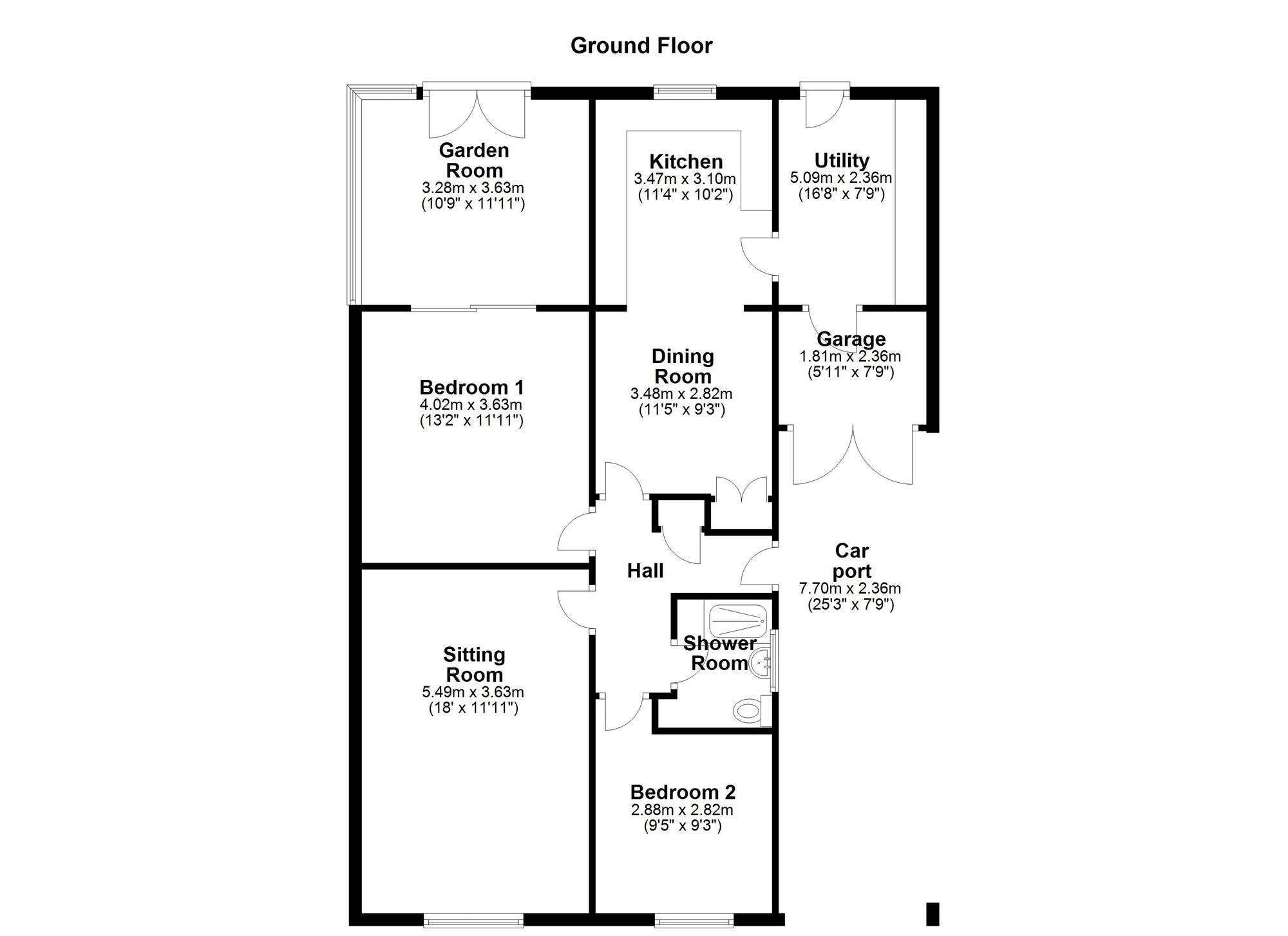 Floorplan of 2 bedroom Semi Detached Bungalow for sale, Chesham Gardens, Newcastle upon Tyne, Tyne and Wear, NE5