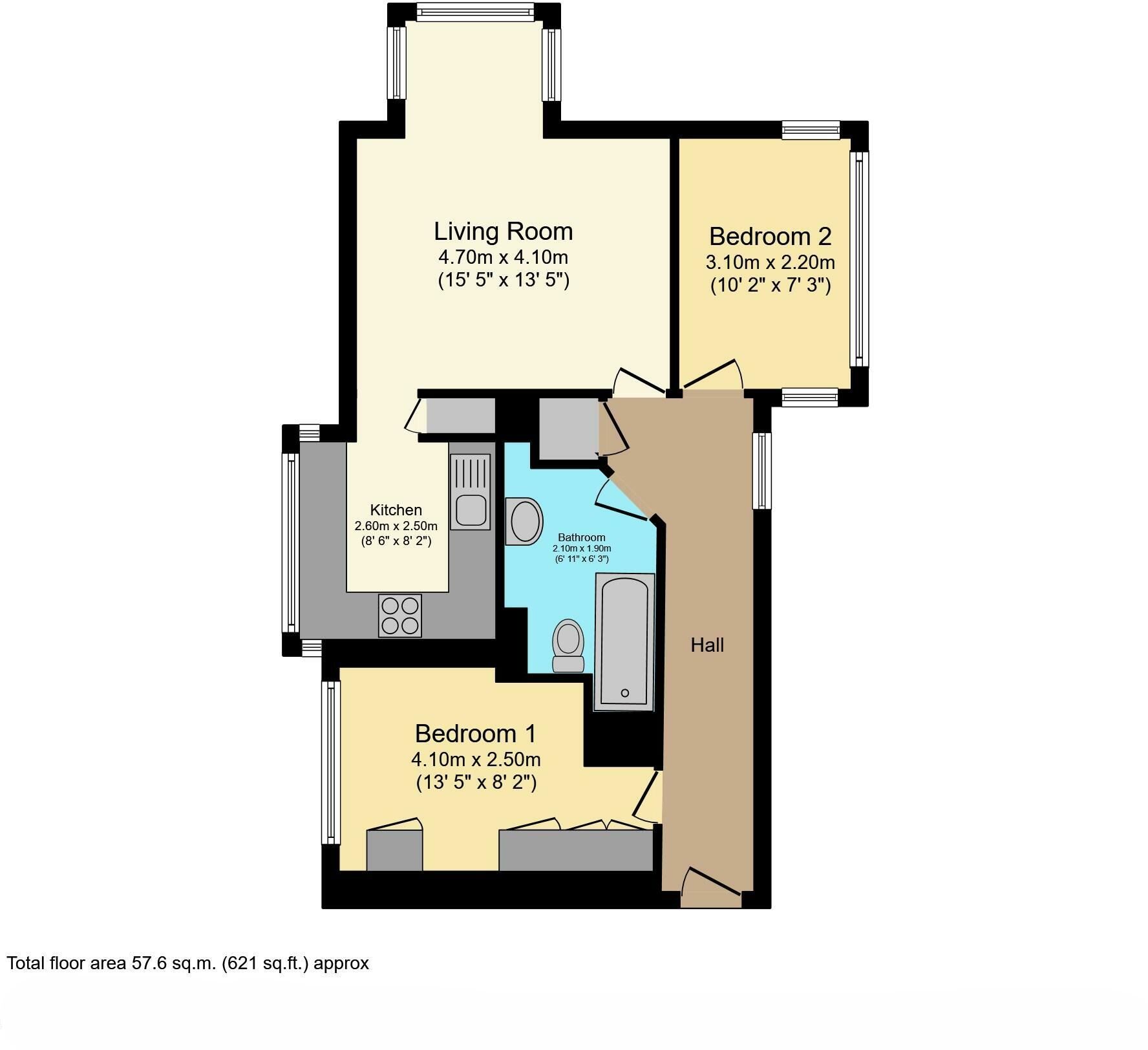 Floorplan of 2 bedroom  Flat for sale, Kirkwood Drive, Newcastle upon Tyne, Tyne and Wear, NE3