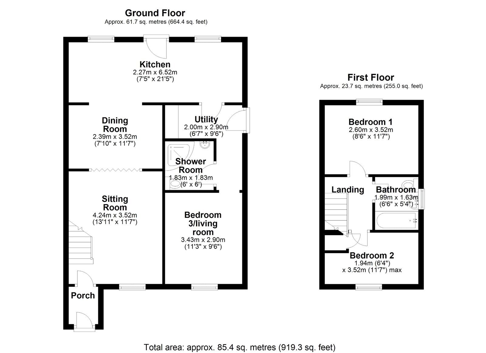 Floorplan of 3 bedroom Semi Detached House for sale, Alverston Close, Newcastle upon Tyne, Tyne and Wear, NE15