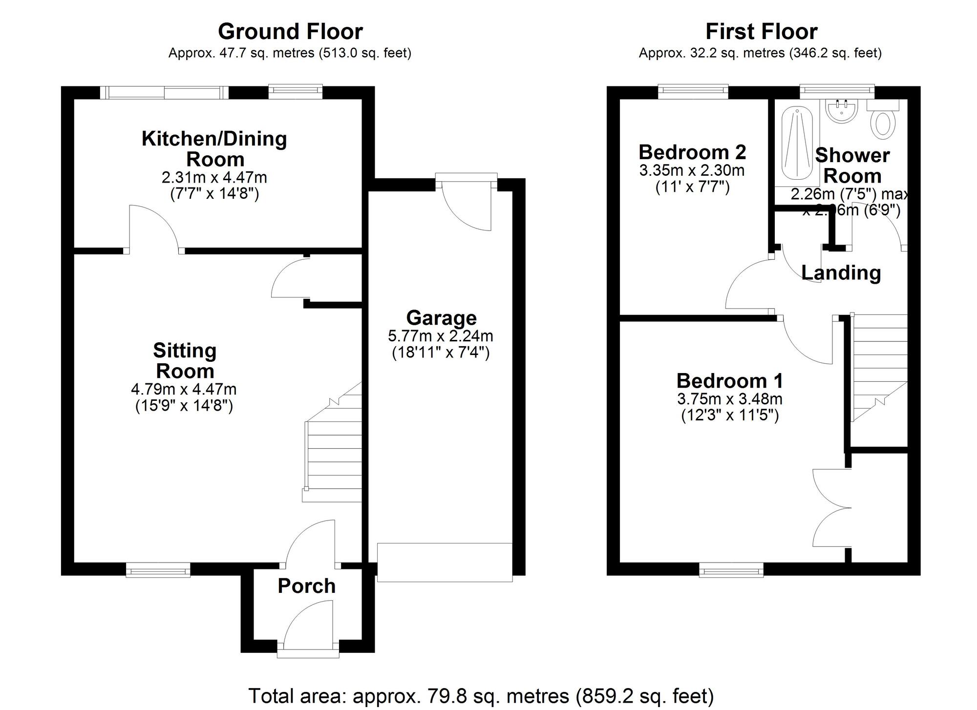 Floorplan of 2 bedroom Semi Detached House for sale, Lupin Close, Newcastle upon Tyne, Tyne and Wear, NE5