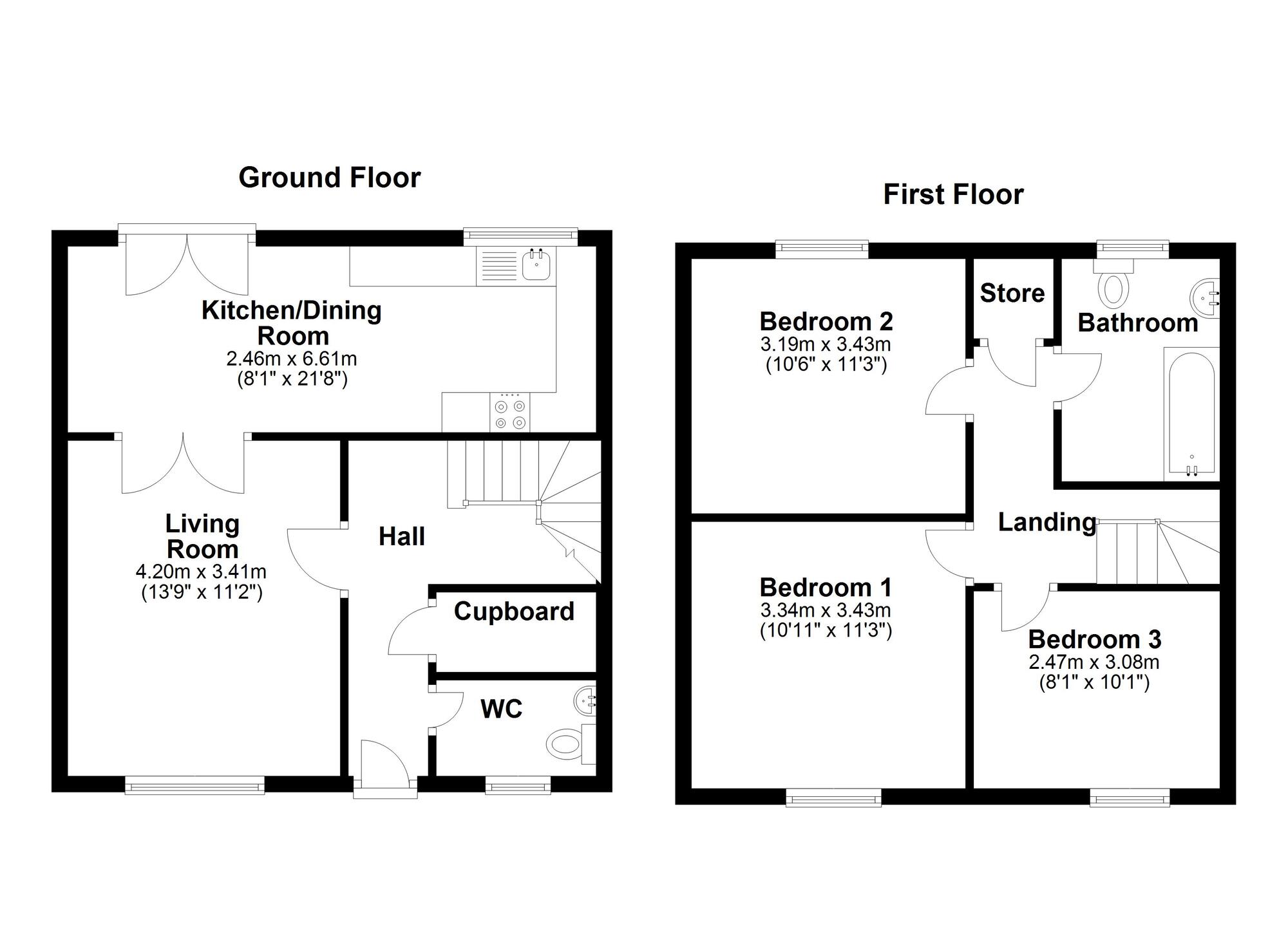 Floorplan of 3 bedroom Mid Terrace House for sale, Hillhead Way, Newcastle upon Tyne, Tyne and Wear, NE5