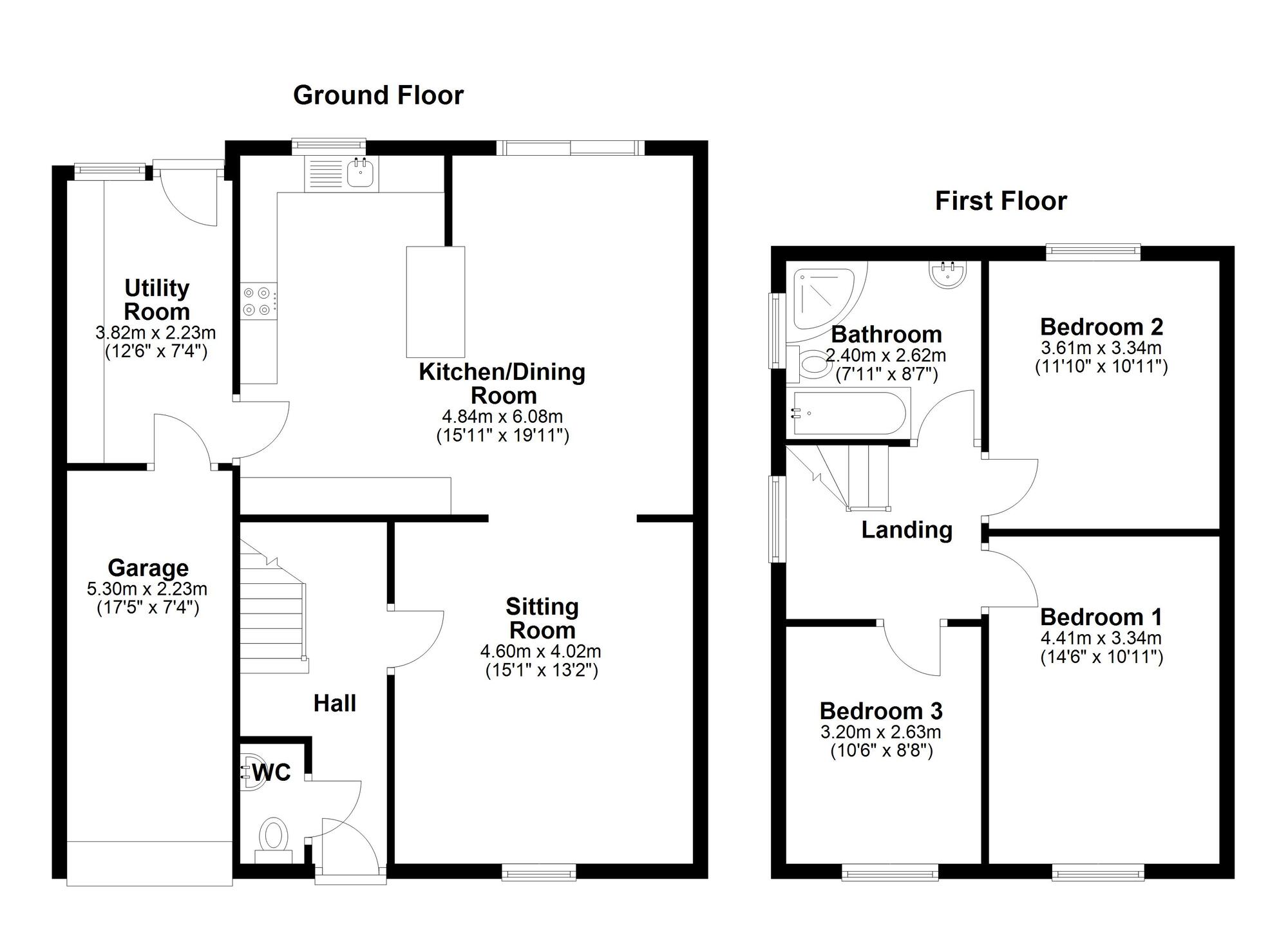 Floorplan of 3 bedroom Semi Detached House for sale, Alderney Gardens, Newcastle upon Tyne, Tyne and Wear, NE5