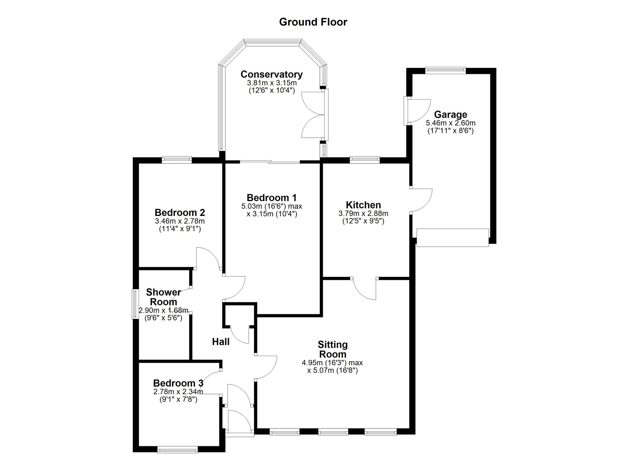 Floorplan of 3 bedroom Detached Bungalow for sale, Rosemount, Newcastle upon Tyne, Tyne and Wear, NE5