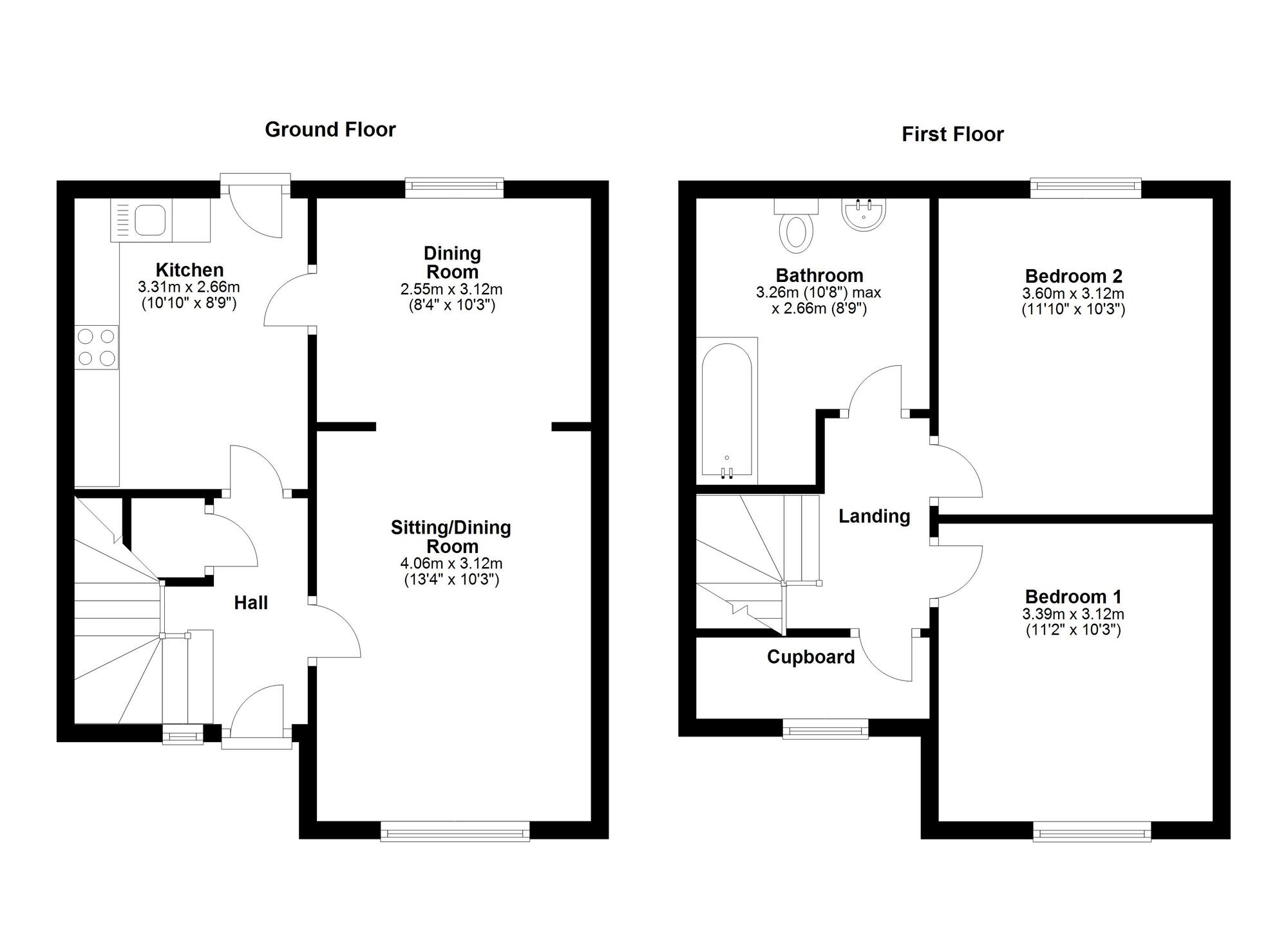 Floorplan of 2 bedroom End Terrace House for sale, Birkshaw Walk, Newcastle upon Tyne, Tyne and Wear, NE5