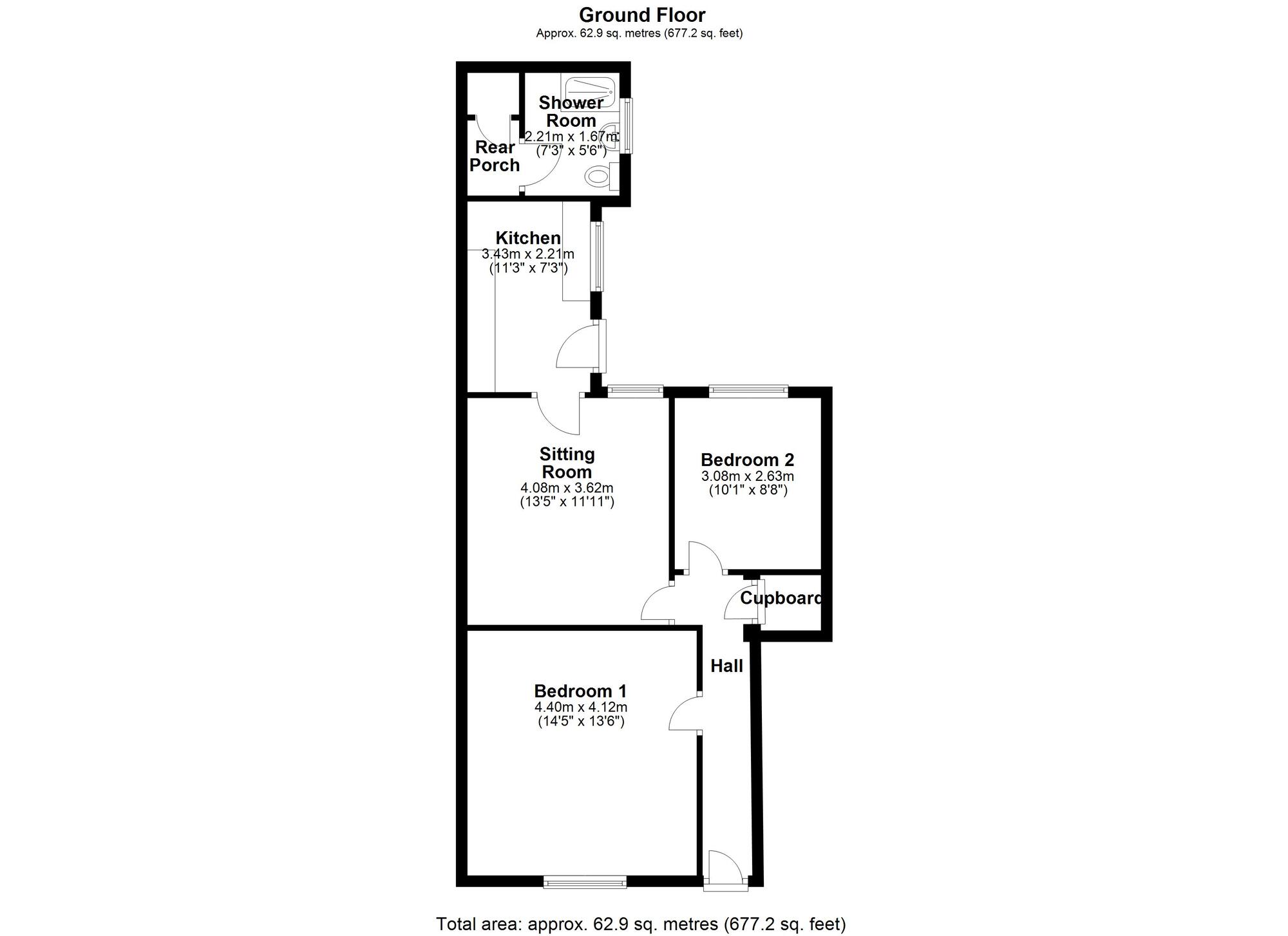 Floorplan of 2 bedroom Mid Terrace Flat for sale, Hawthorn Street, Newcastle upon Tyne, Tyne and Wear, NE15