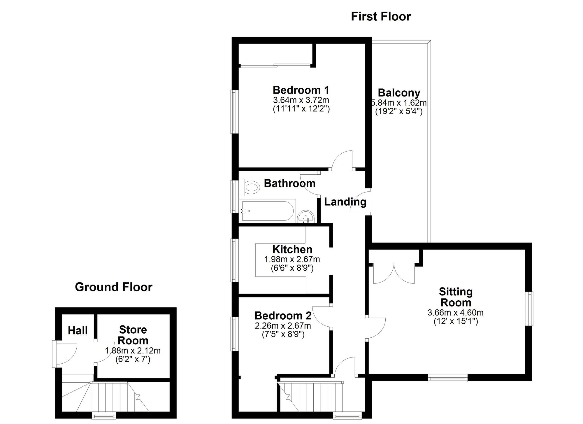 Floorplan of 2 bedroom  Flat to rent, Thirlmere Way, Newcastle upon Tyne, Tyne and Wear, NE5