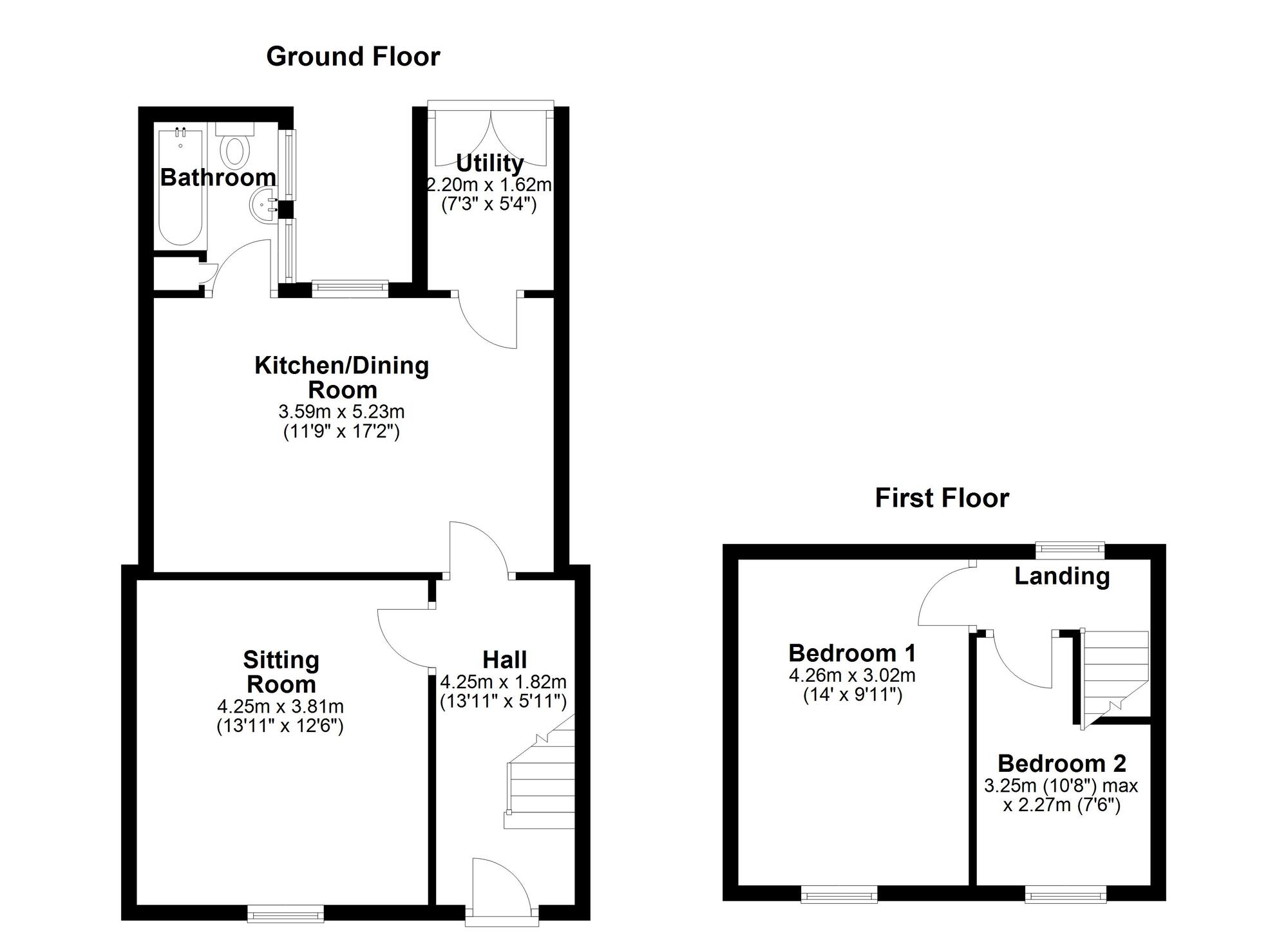 Floorplan of 2 bedroom Mid Terrace House to rent, Gordon Terrace, Choppington, Northumberland, NE62