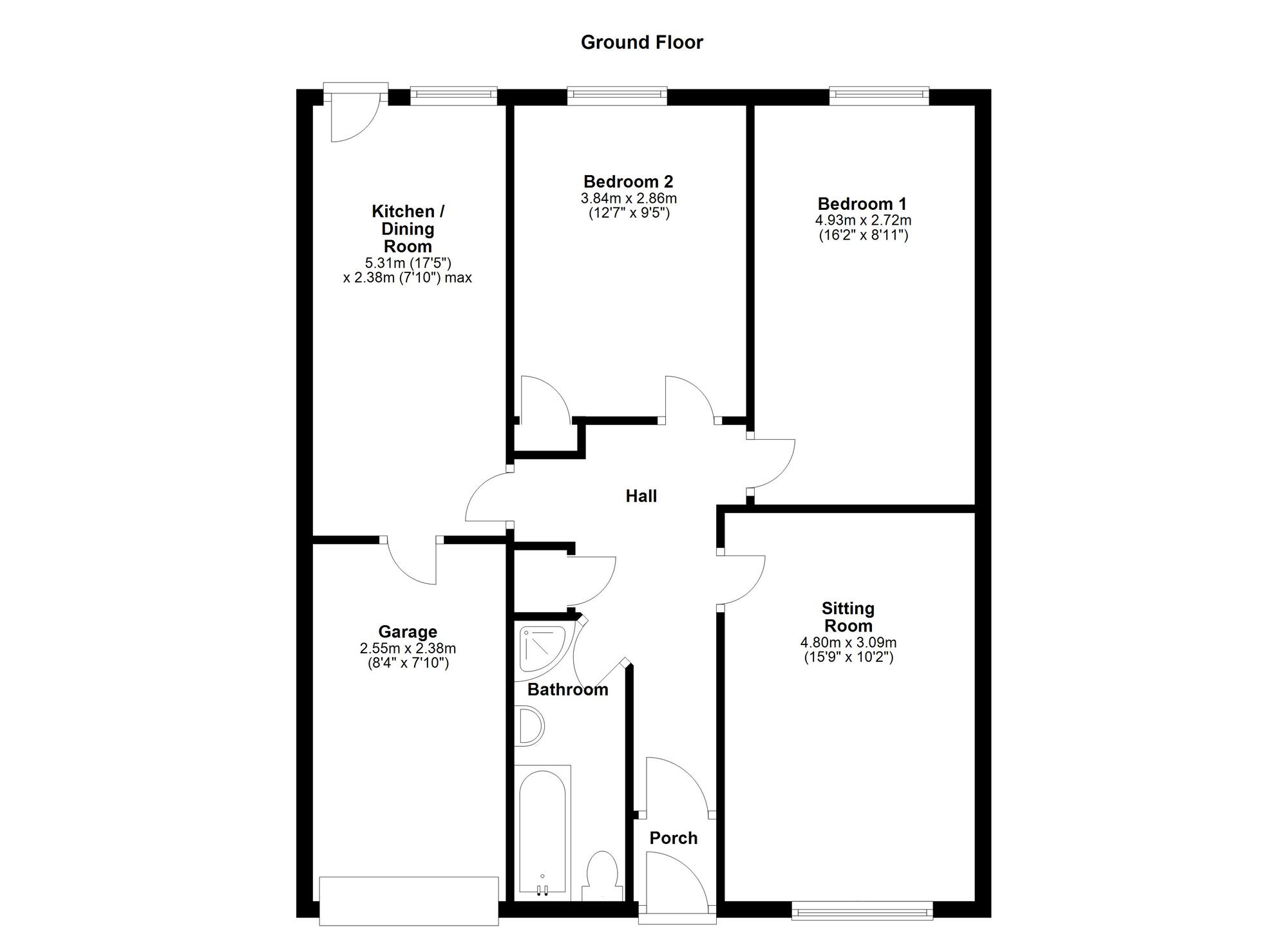 Floorplan of 2 bedroom Link Detached Bungalow to rent, Northlea, Newcastle upon Tyne, Tyne and Wear, NE15