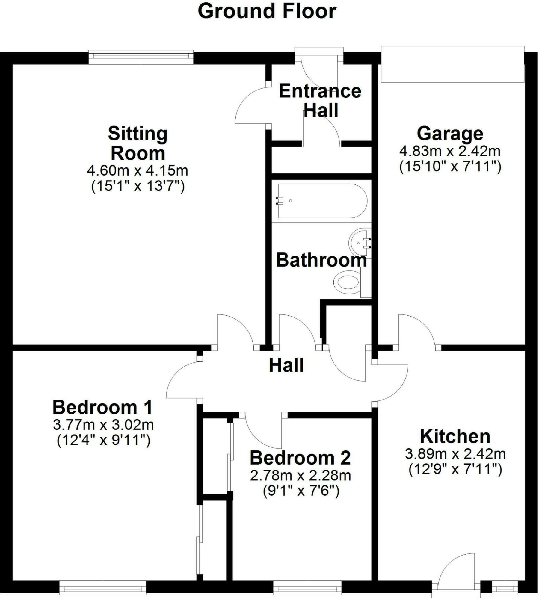 Floorplan of 2 bedroom Mid Terrace Bungalow for sale, Melrose Close, West Denton, Tyne and Wear, NE15