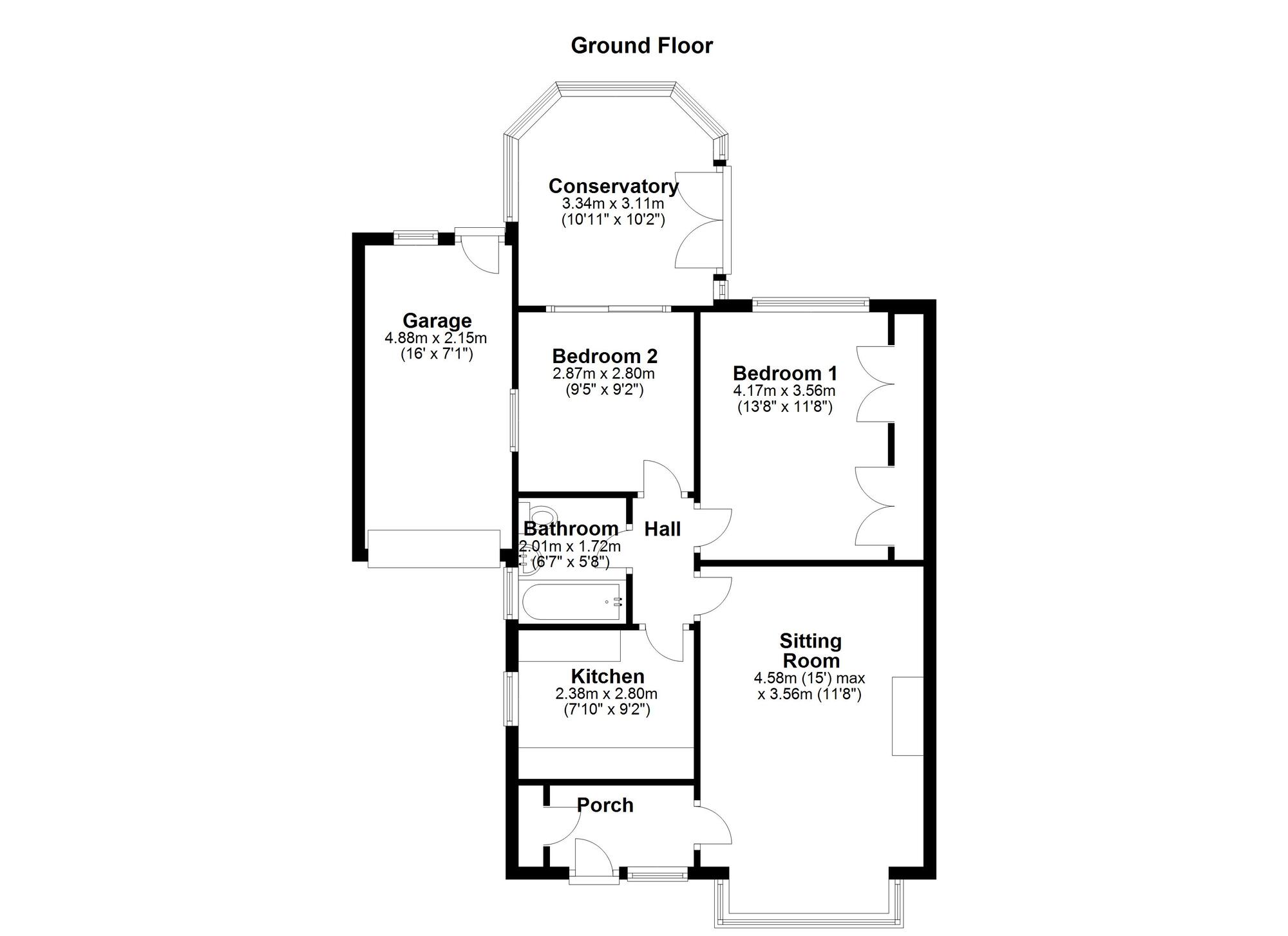 Floorplan of 2 bedroom Semi Detached Bungalow for sale, Ainsdale Gardens, Newcastle upon Tyne, Tyne and Wear, NE5