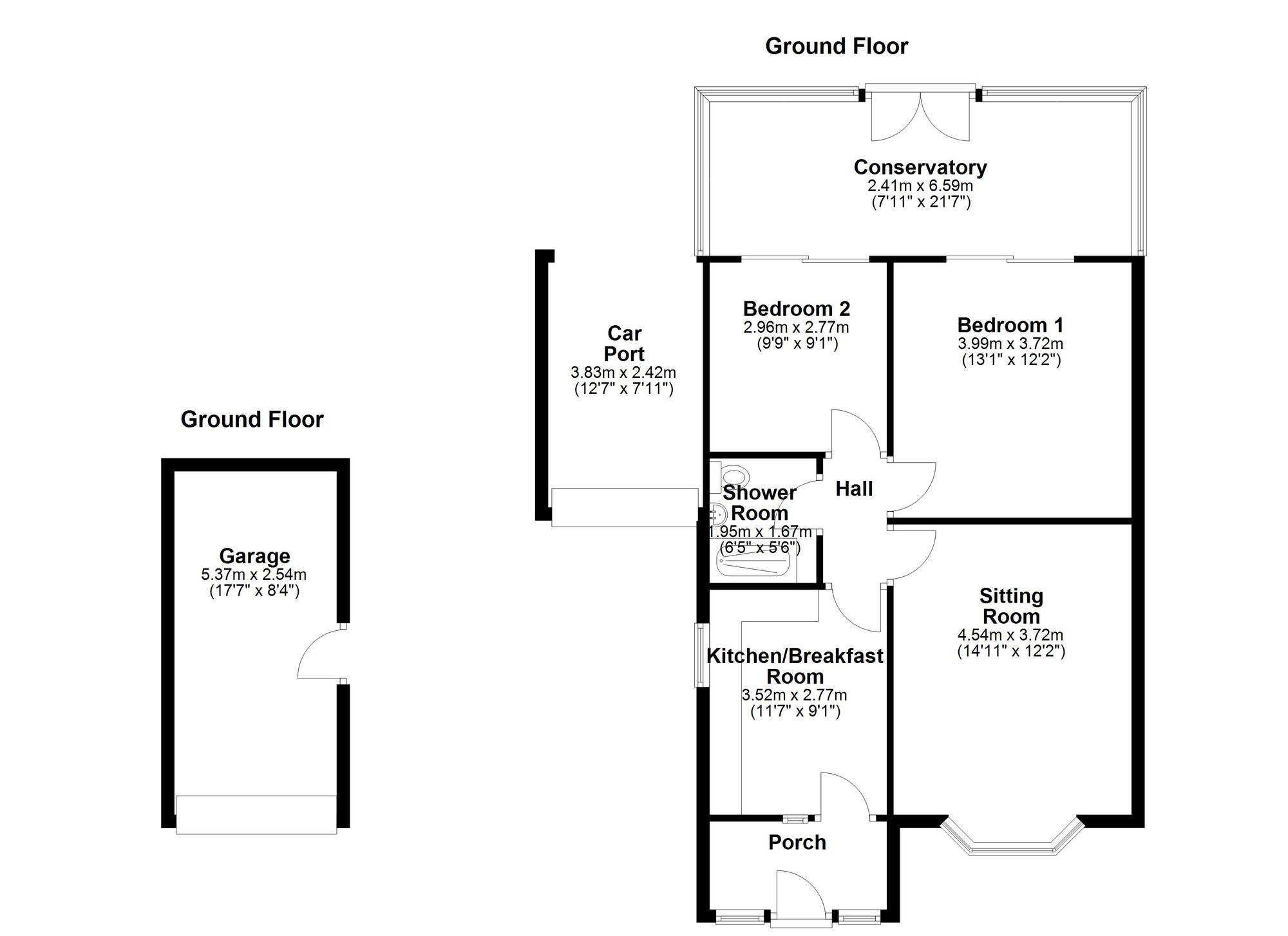 Floorplan of 2 bedroom Semi Detached Bungalow for sale, Langdon Road, Newcastle upon Tyne, Tyne and Wear, NE5