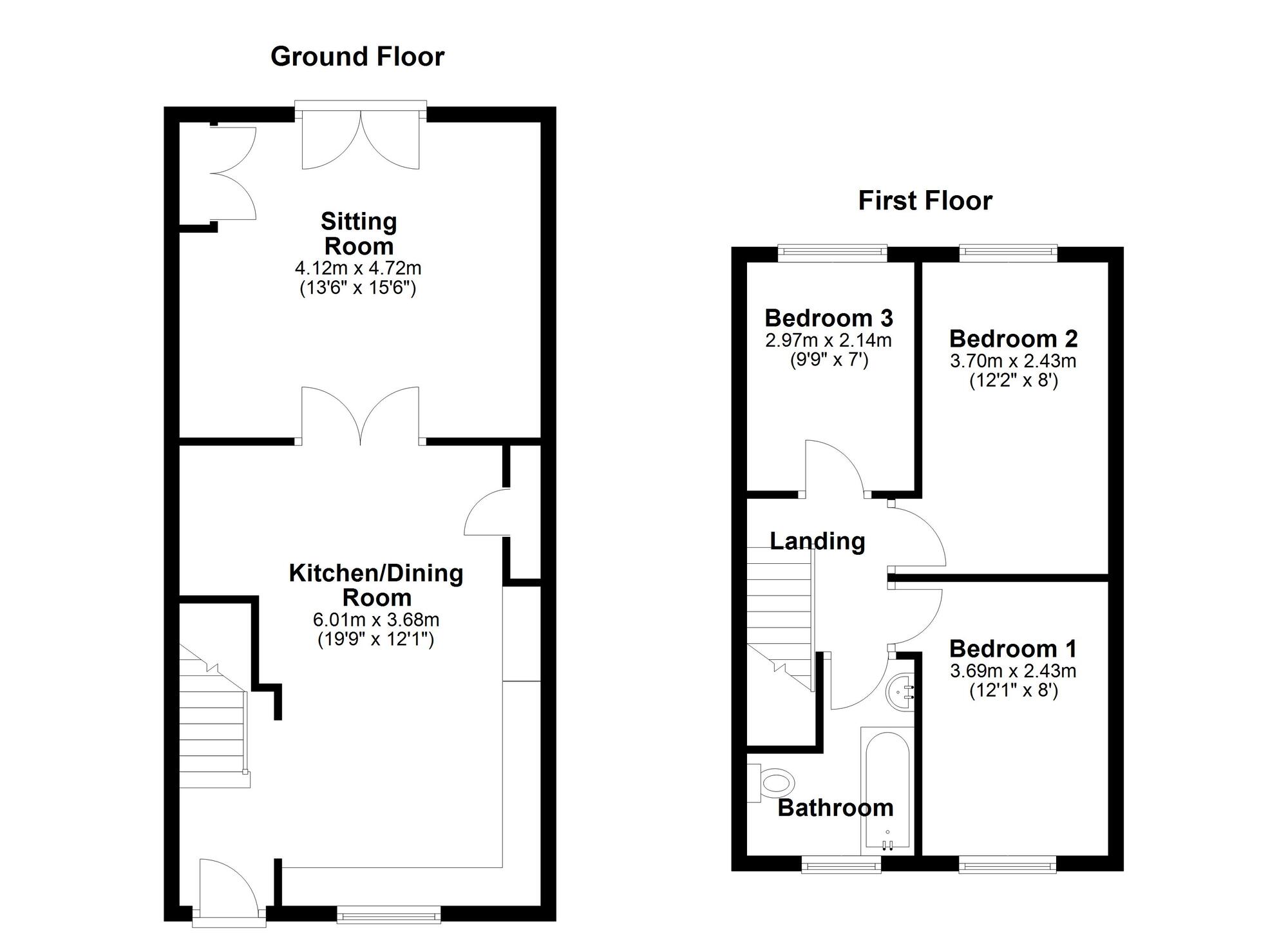 Floorplan of 3 bedroom Mid Terrace House for sale, Mary Terrace, Newcastle upon Tyne, Tyne and Wear, NE5