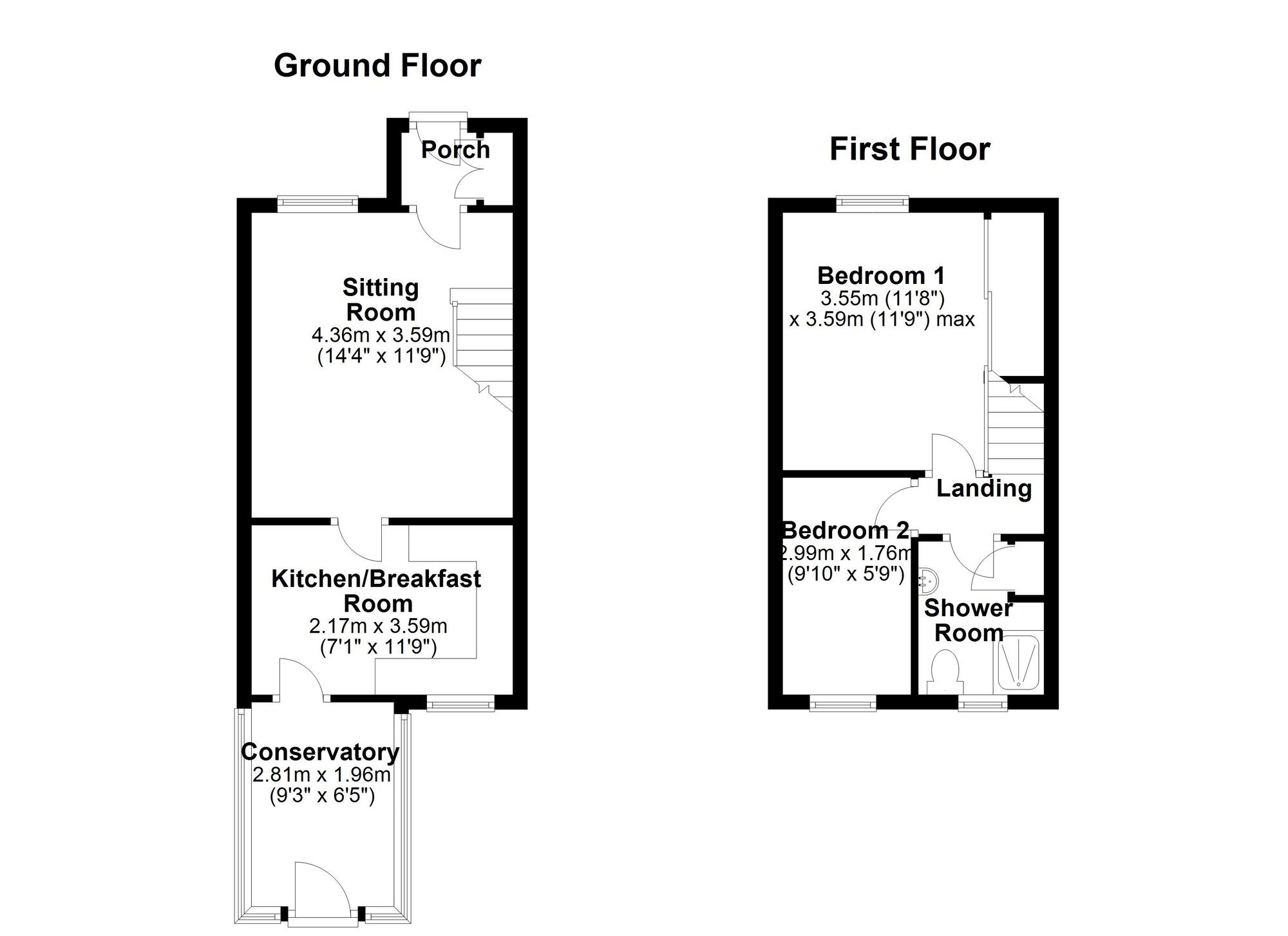 Floorplan of 2 bedroom Mid Terrace House for sale, Milecastle Court, Newcastle upon Tyne, Tyne and Wear, NE5