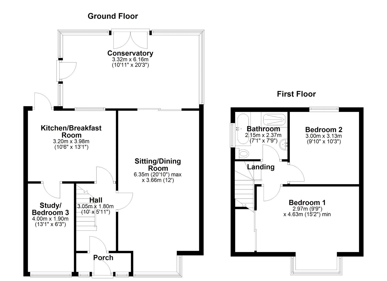 Floorplan of 2 bedroom Semi Detached House for sale, Denhill Park, Newcastle upon Tyne, Tyne and Wear, NE15