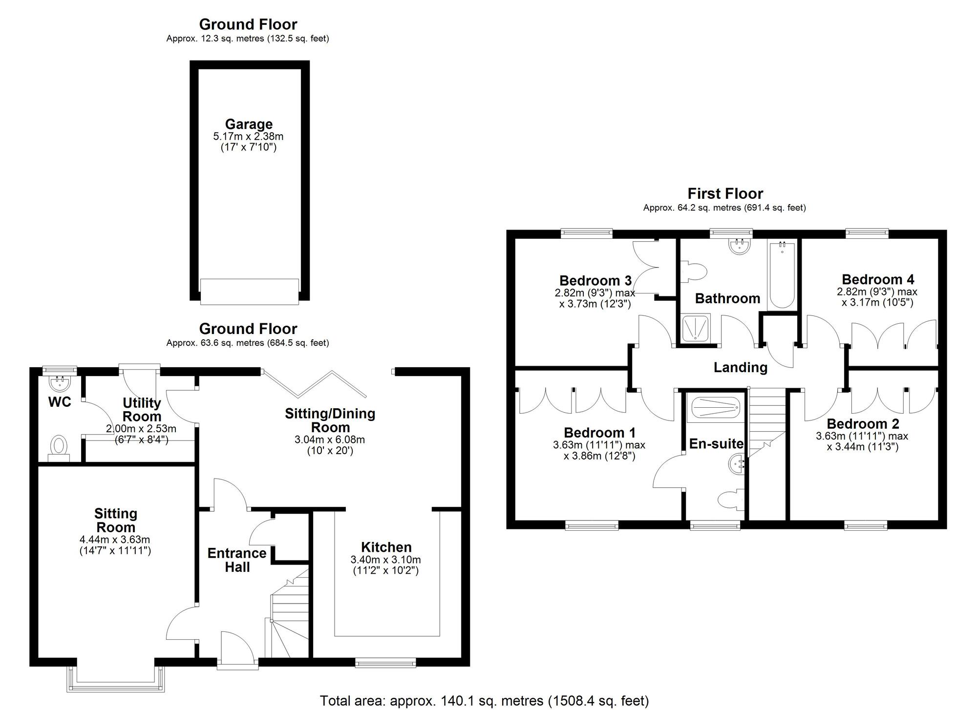 Floorplan of 4 bedroom Detached House for sale, Watson Road, Callerton, Tyne and Wear, NE5