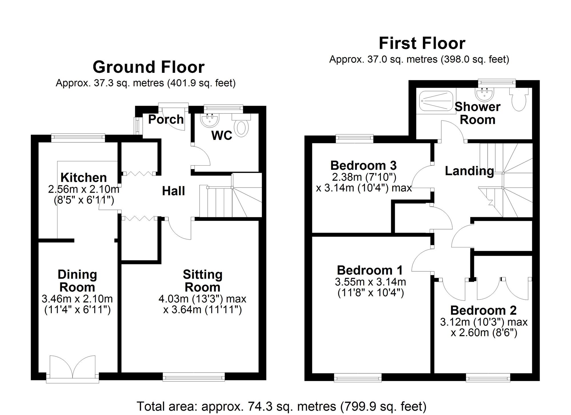 Floorplan of 3 bedroom Mid Terrace House for sale, Glantlees, Newcastle upon Tyne, Tyne and Wear, NE5