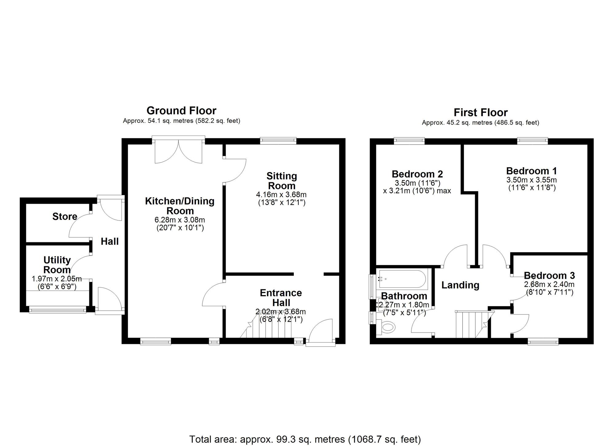 Floorplan of 3 bedroom Semi Detached House for sale, Dilston Drive, Newcastle upon Tyne, Tyne and Wear, NE5