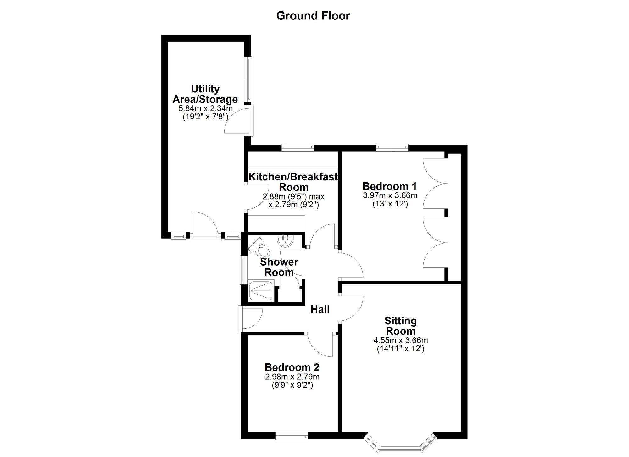 Floorplan of 2 bedroom Semi Detached Bungalow for sale, Aisgill Drive, Newcastle upon Tyne, Tyne and Wear, NE5