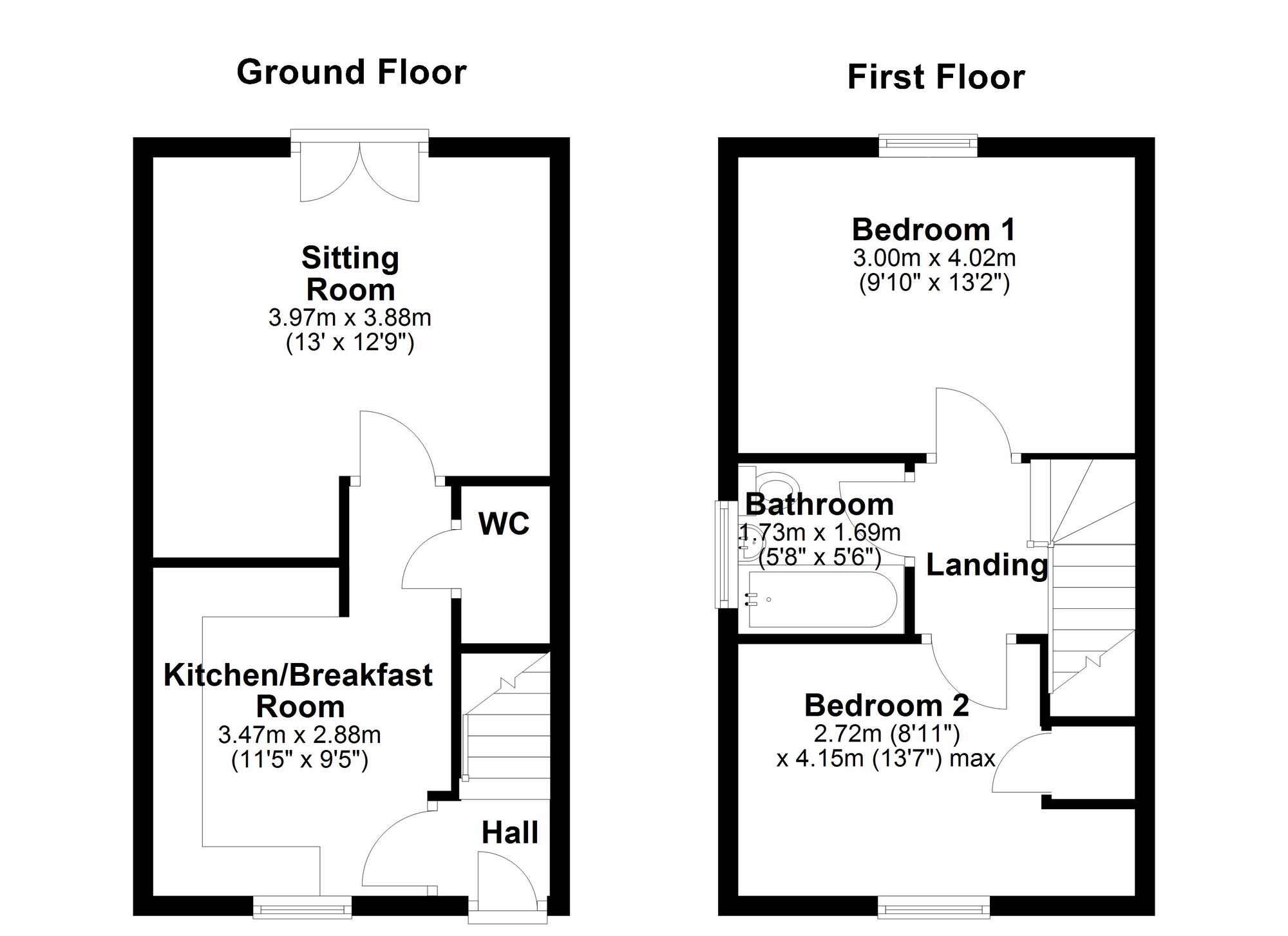 Floorplan of 2 bedroom Mid Terrace House for sale, Chatton Grove, Newcastle upon Tyne, Tyne and Wear, NE5