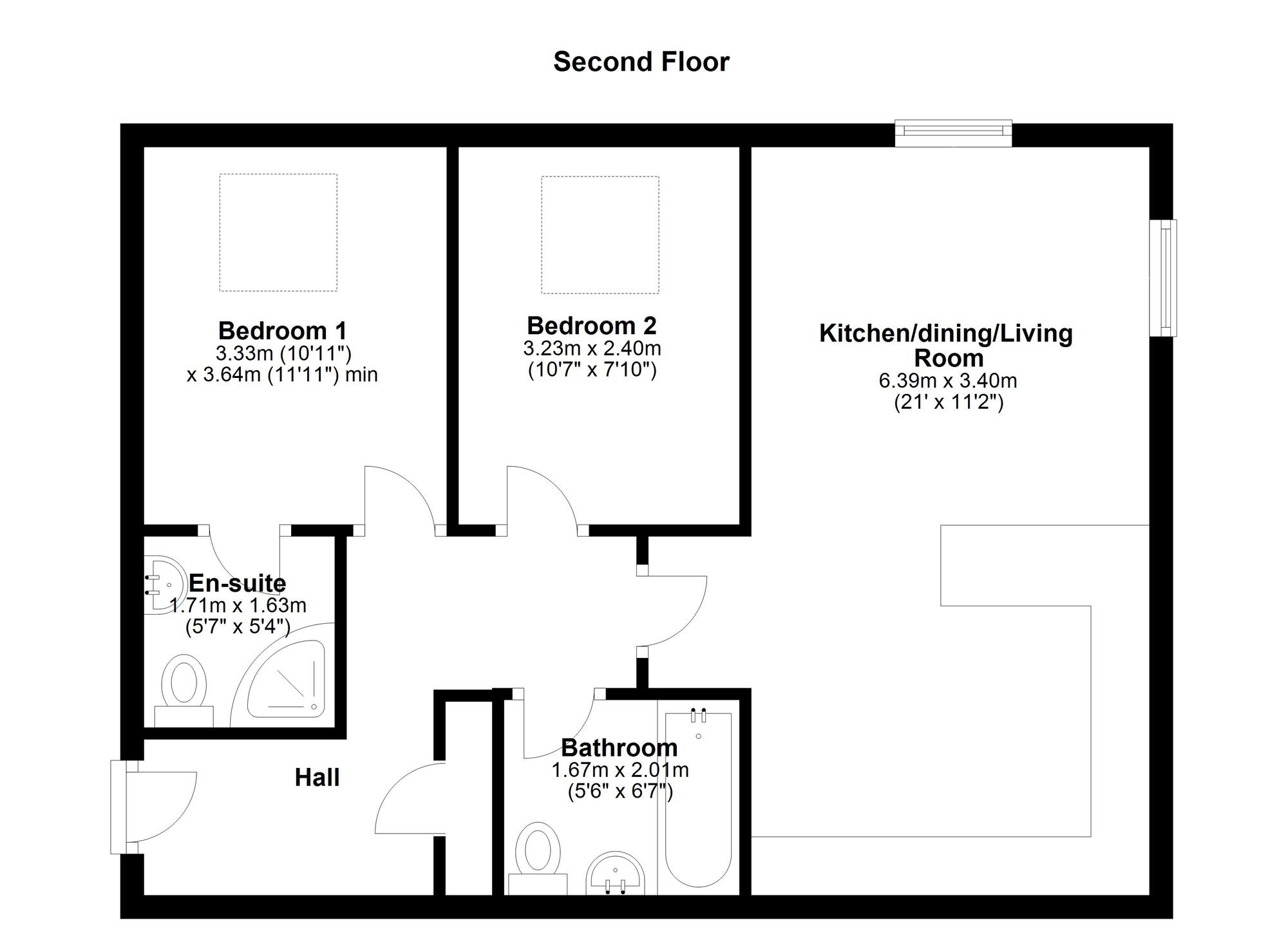 Floorplan of 2 bedroom  Flat for sale, Rupert Court, Newcastle upon Tyne, Tyne and Wear, NE15