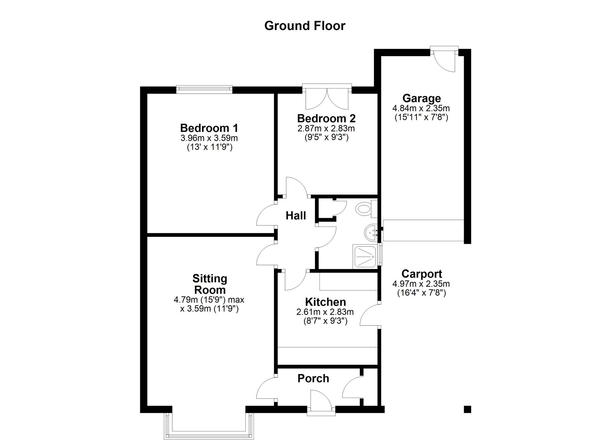 Floorplan of 2 bedroom Semi Detached Bungalow for sale, Chudleigh Gardens, Newcastle upon Tyne, Tyne and Wear, NE5