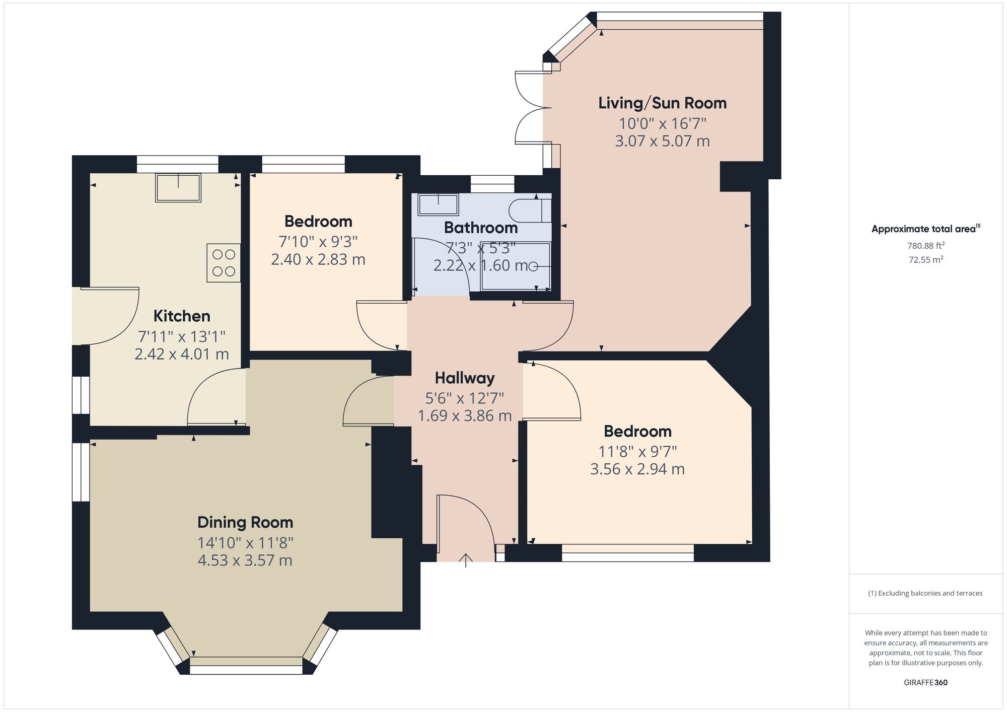 Floorplan of 2 bedroom End Terrace Bungalow for sale, Orston Drive, Wollaton, Nottinghamshire, NG8