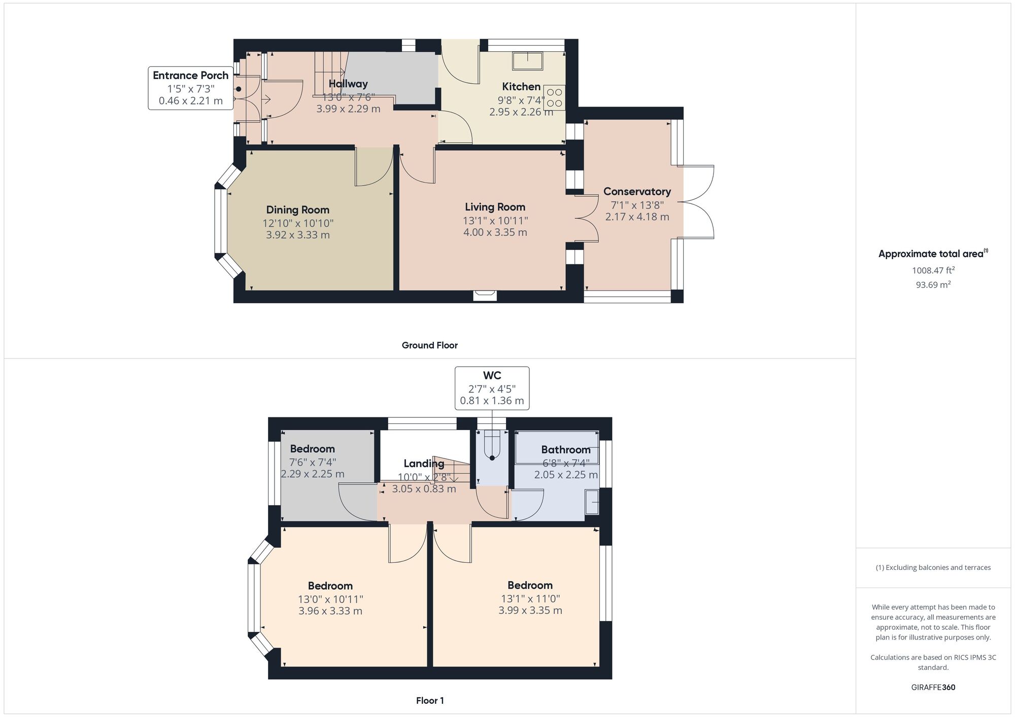 Floorplan of 3 bedroom Detached House for sale, Ranelagh Grove, Wollaton, Nottinghamshire, NG8