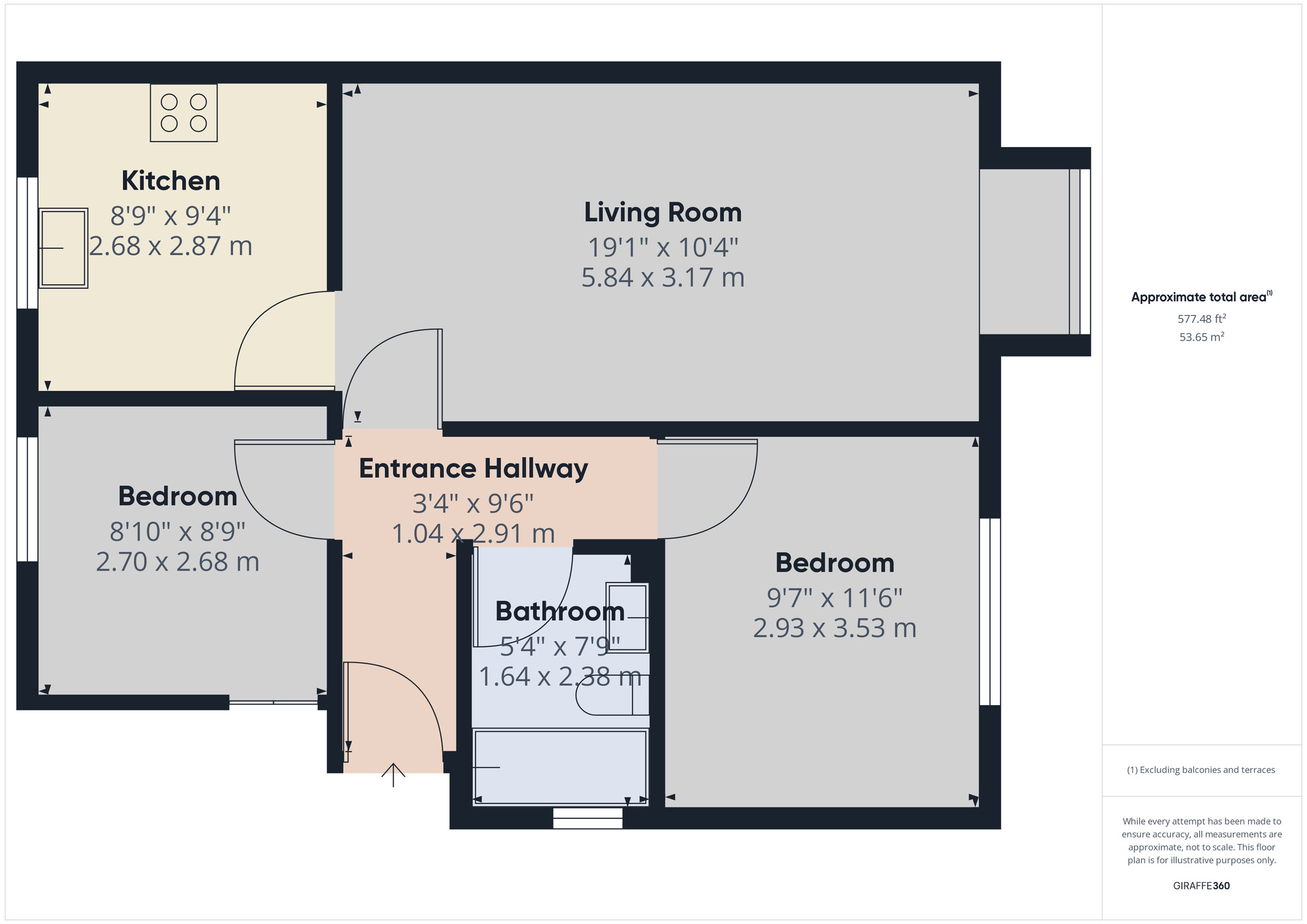 Floorplan of 2 bedroom  Flat to rent, Holyrood Court, Bramcote, Nottinghamshire, NG9