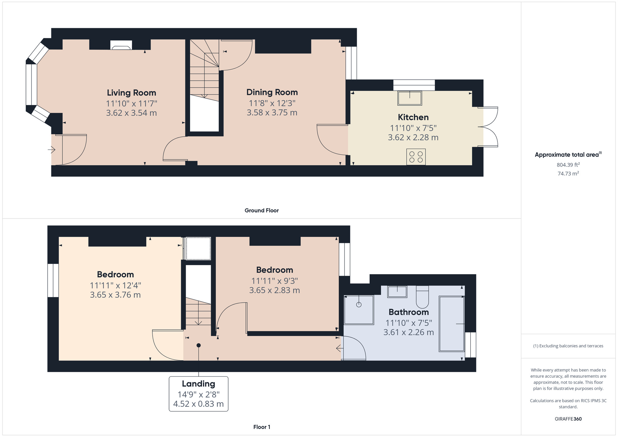 Floorplan of 2 bedroom End Terrace House for sale, City Road, Beeston, Nottinghamshire, NG9